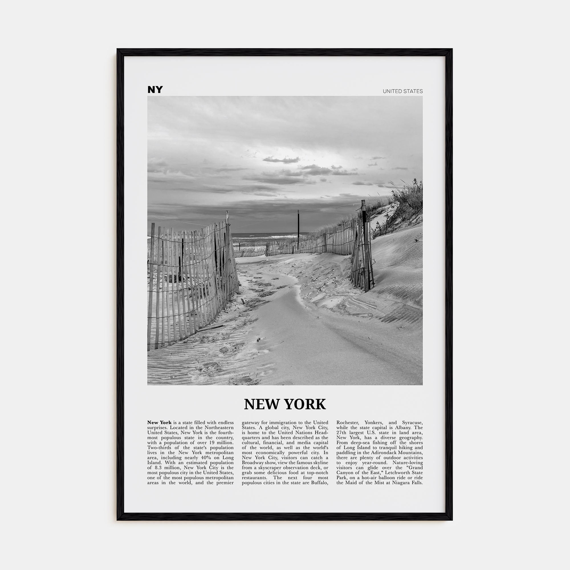 New York (State) Travel B&W No 3 Poster