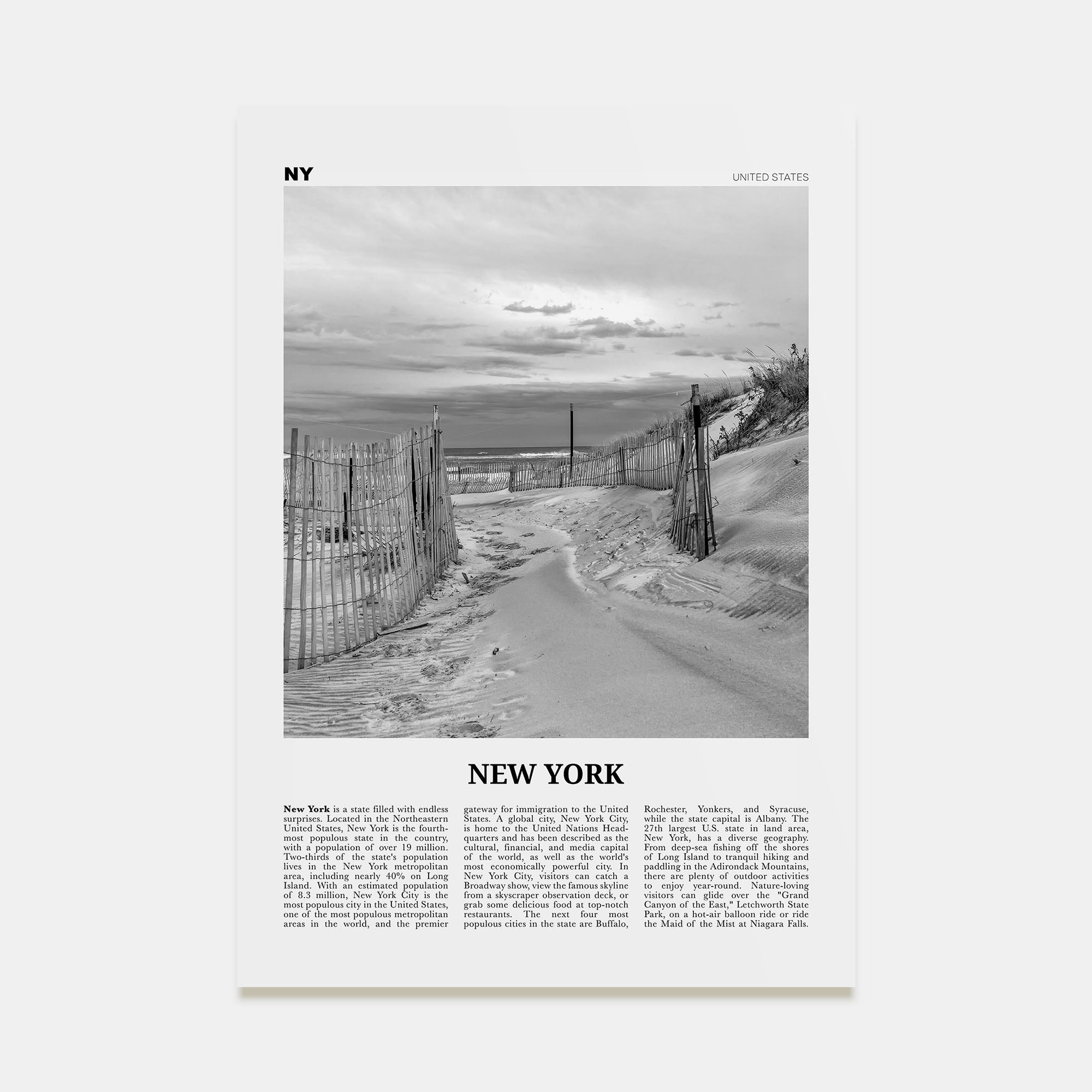 New York (State) Travel B&W No 3 Poster