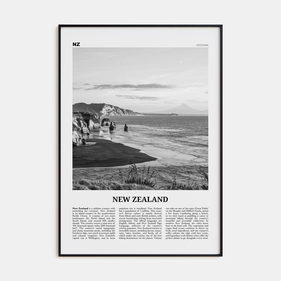 New Zealand Travel B&W No 2 Poster