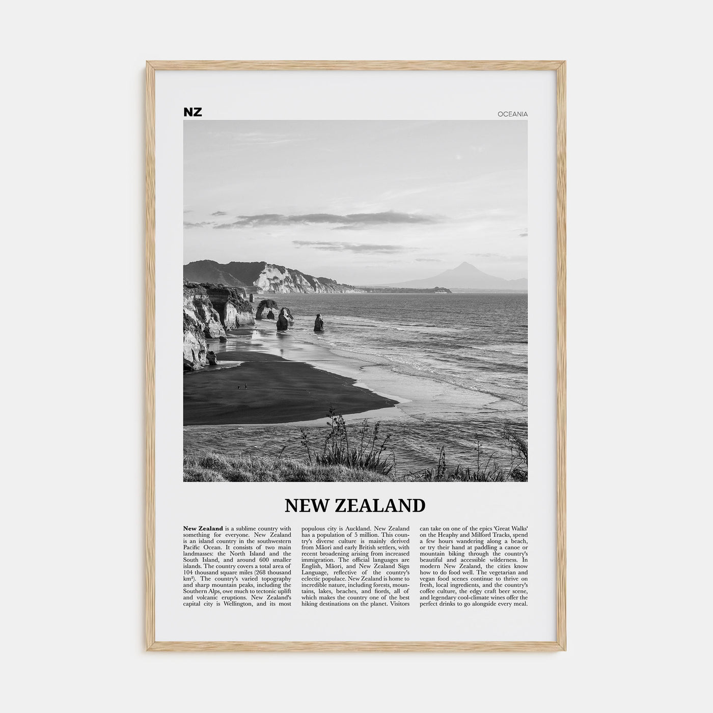 New Zealand Travel B&W No 2 Poster