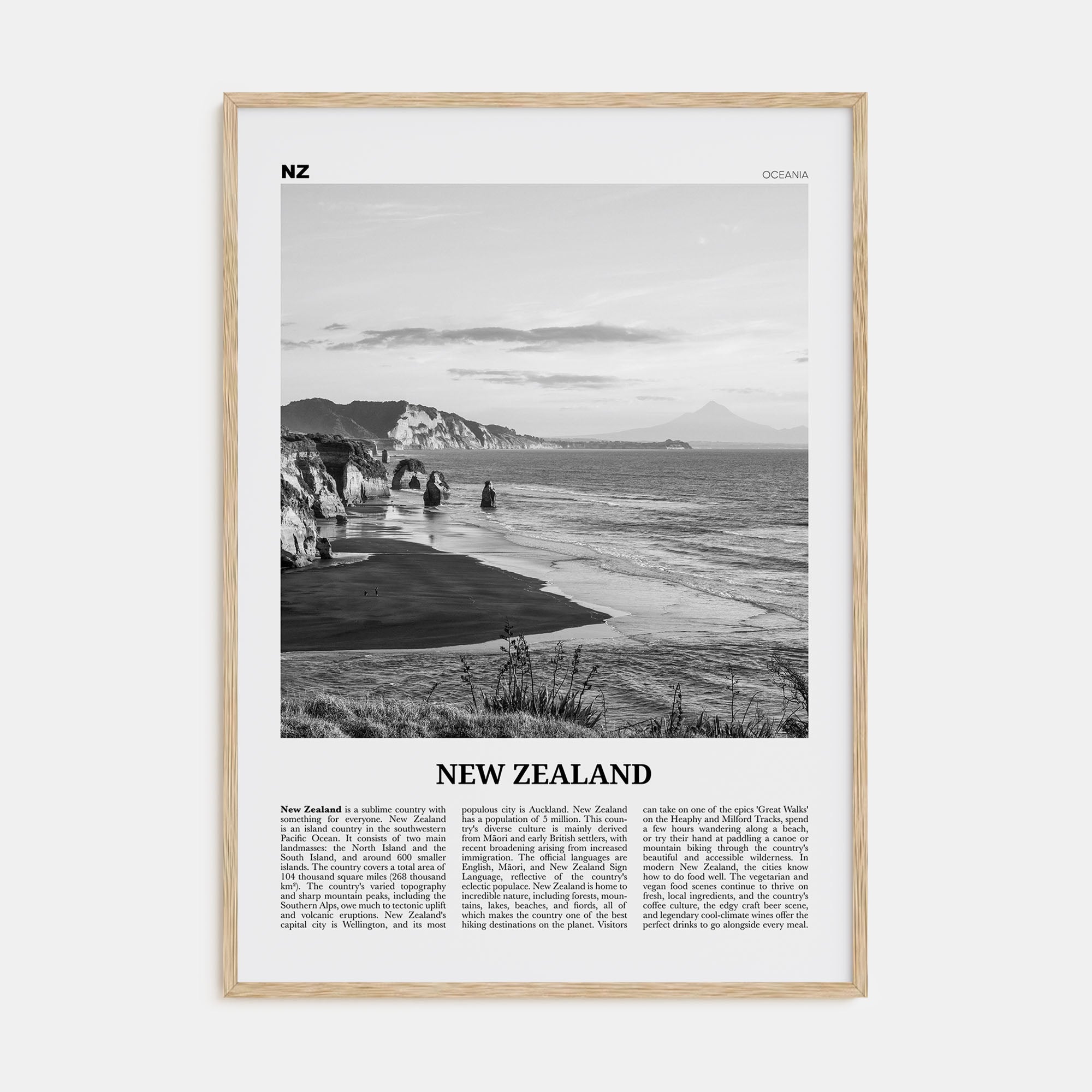New Zealand Travel B&W No 2 Poster