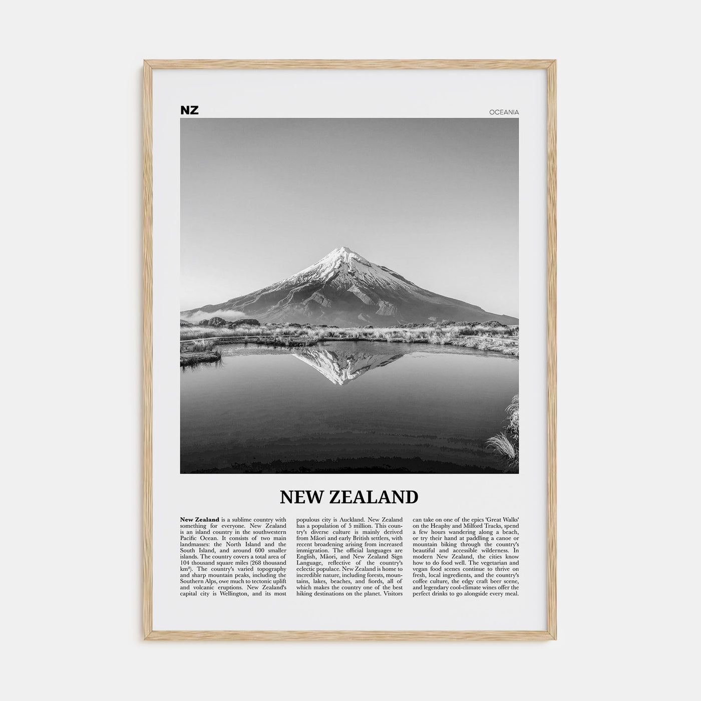 New Zealand Travel B&W No 3 Poster