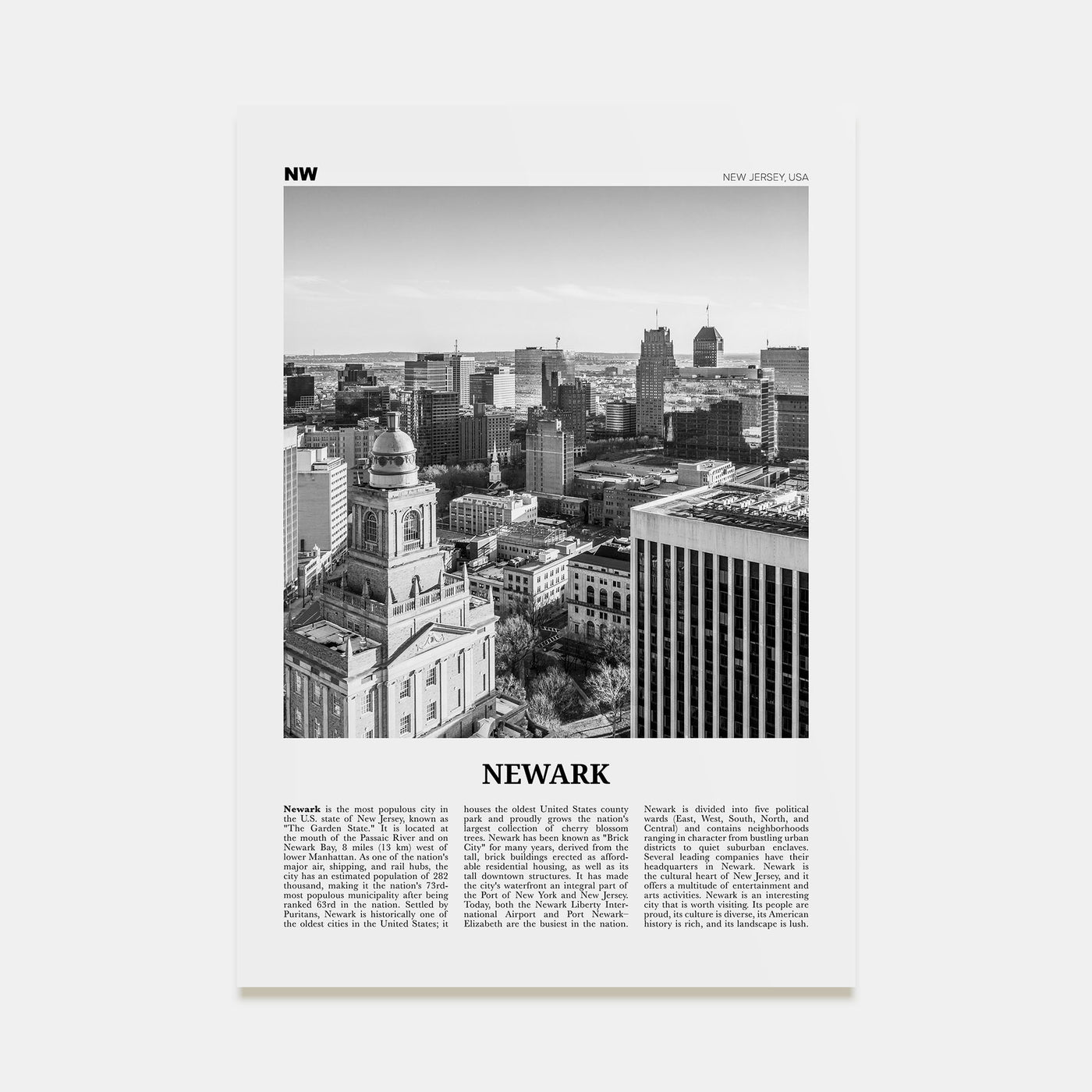 Newark Travel B&W Poster