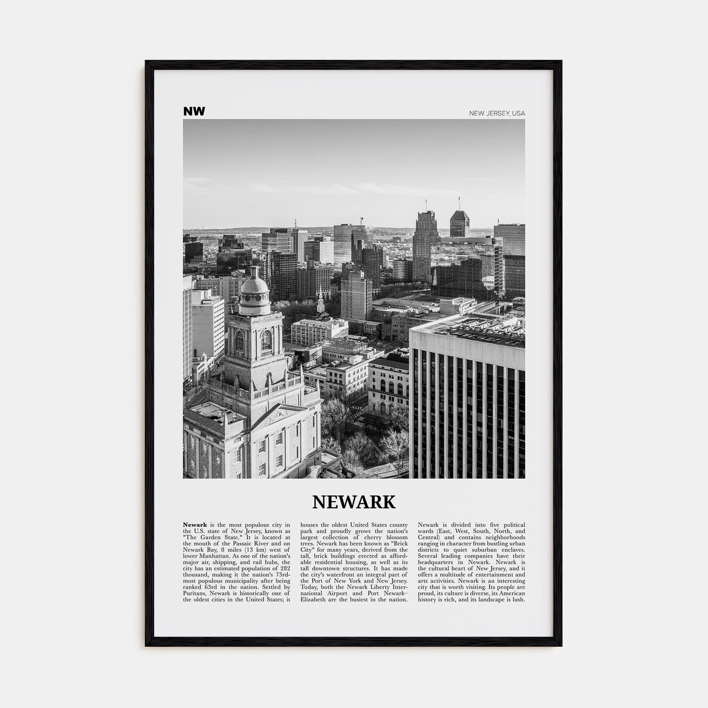 Newark Travel B&W Poster