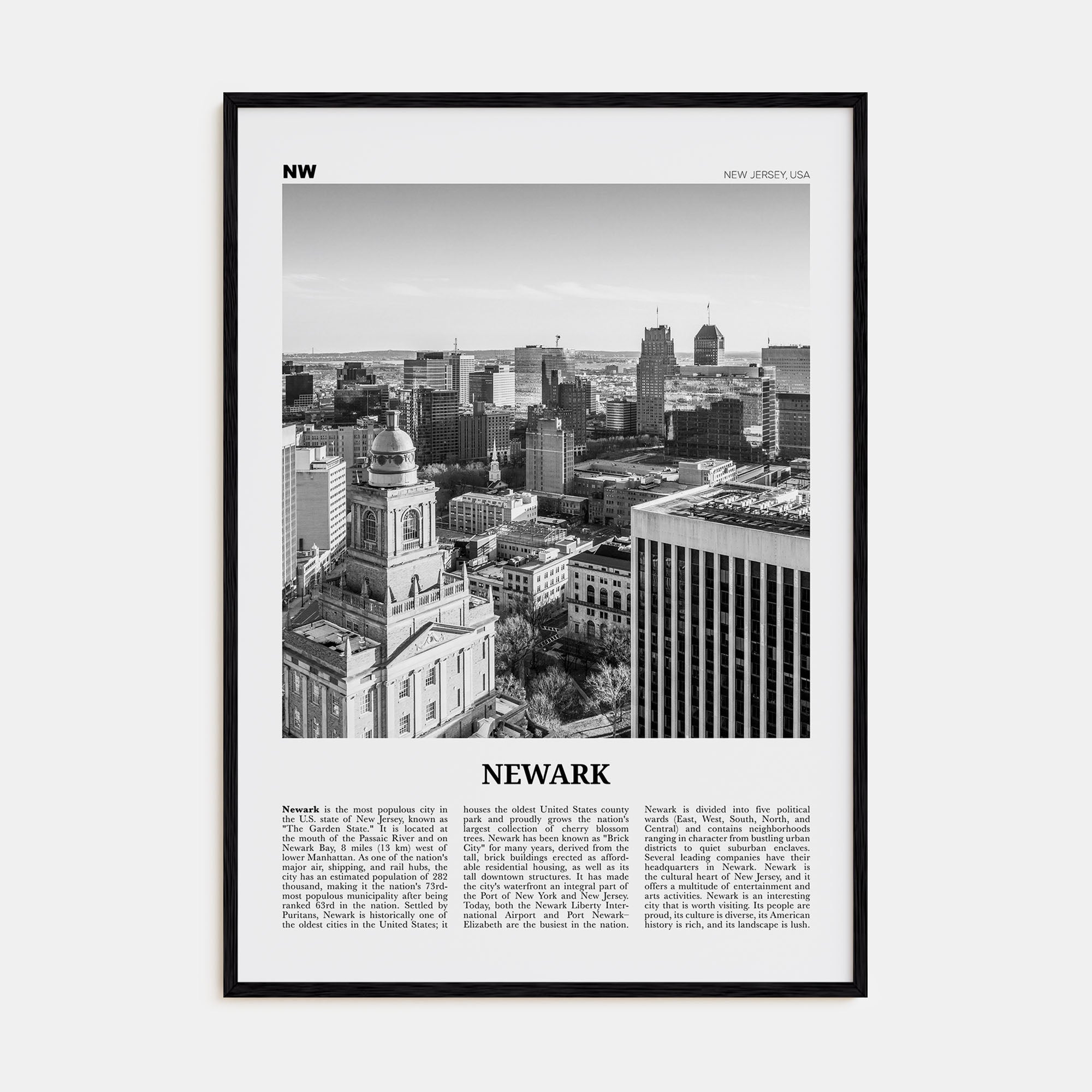 Newark Travel B&W Poster