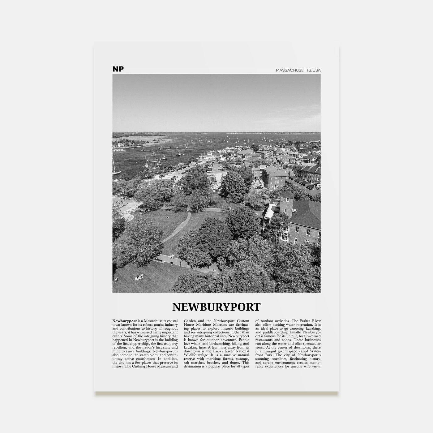 Newburyport Travel B&W Poster