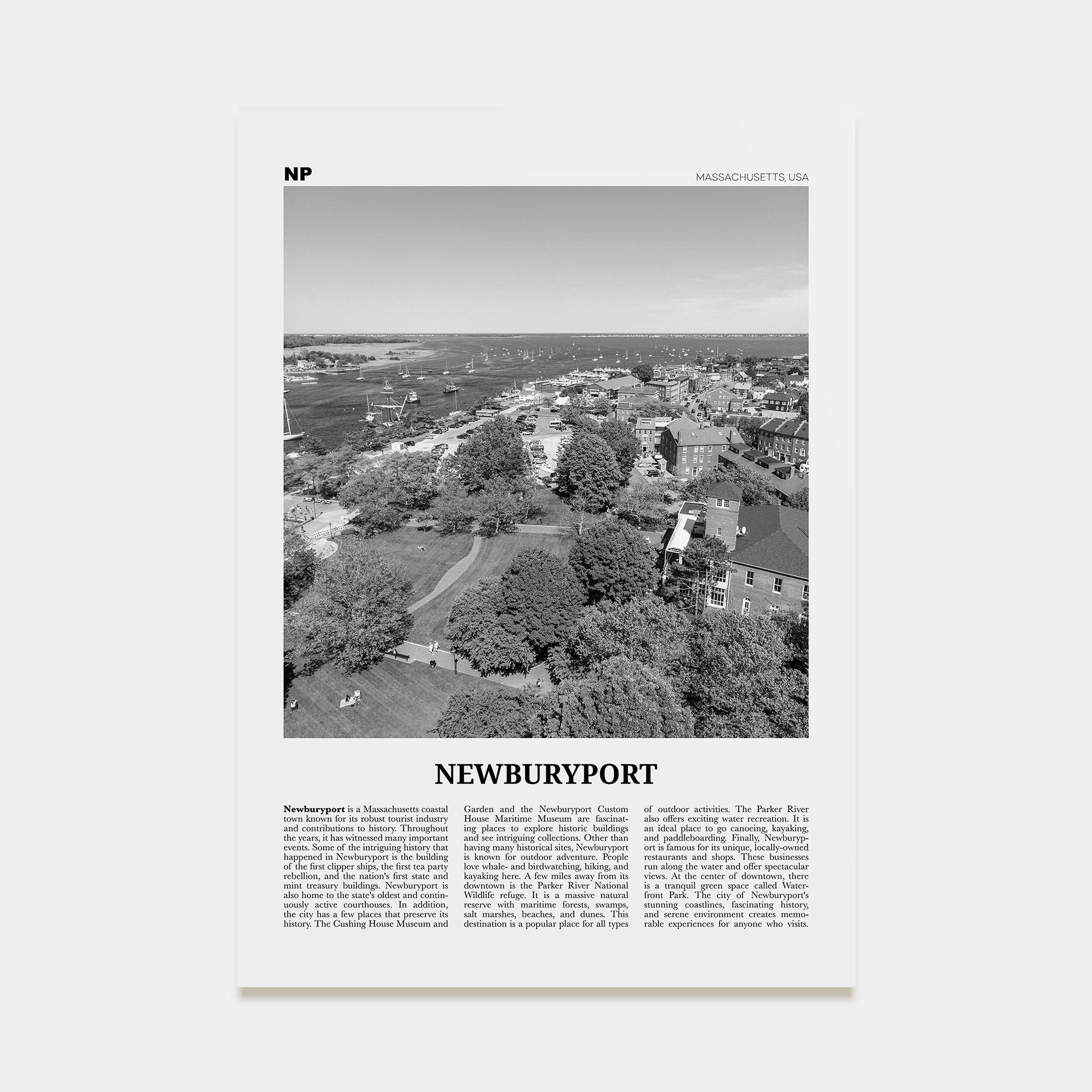 Newburyport Travel B&W Poster