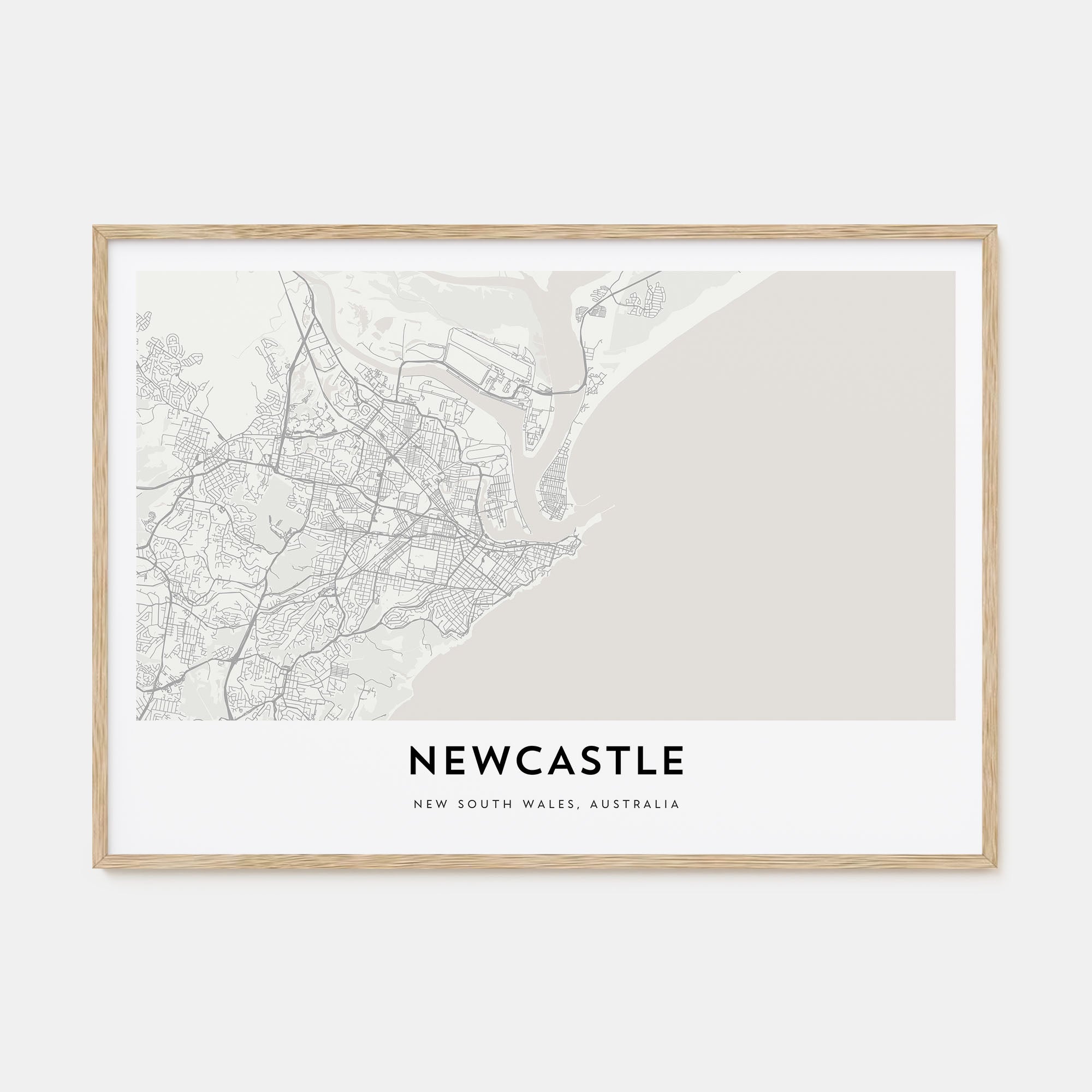 Newcastle, Australia Map Landscape Poster