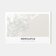 Newcastle, Australia Map Landscape Poster