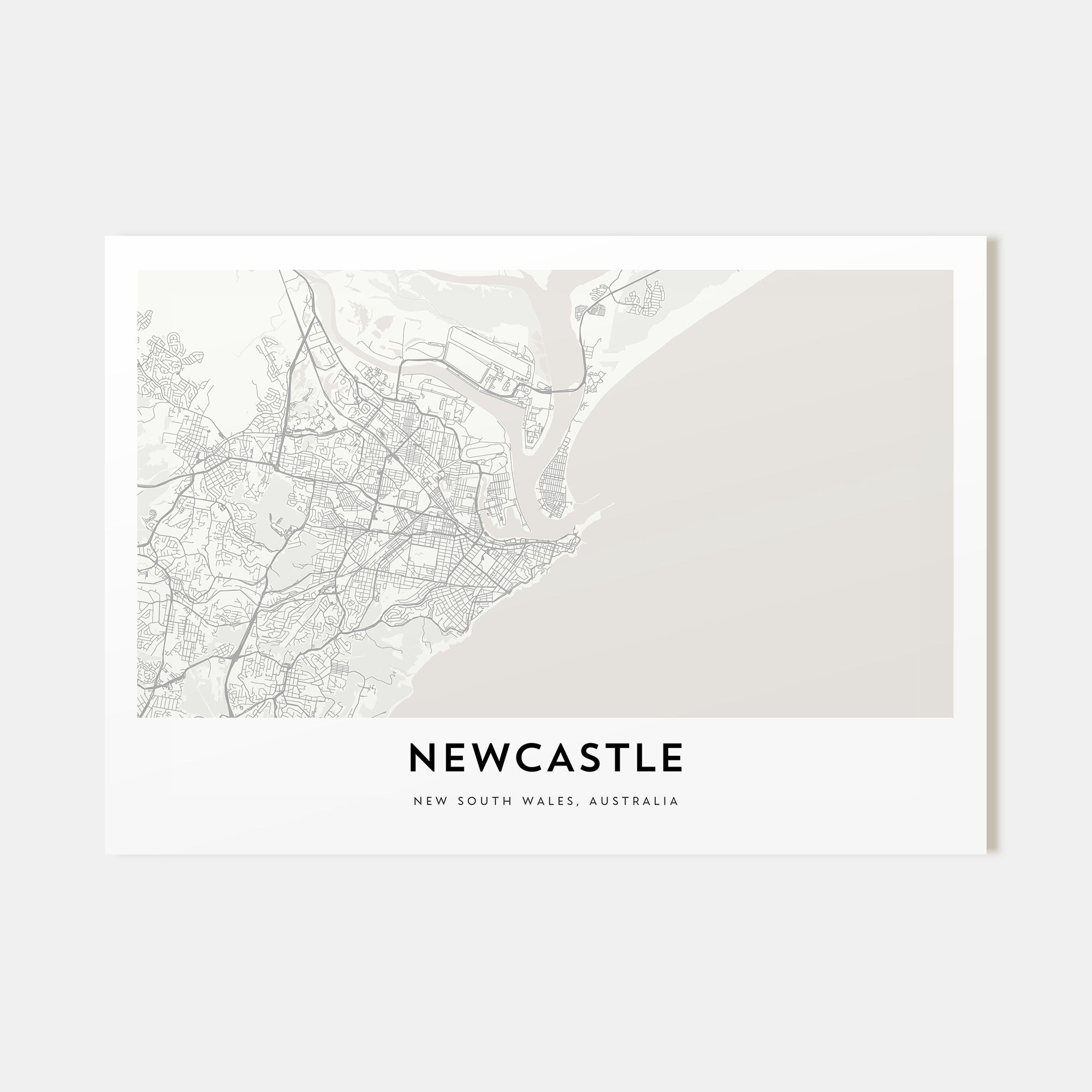 Newcastle, Australia Map Landscape Poster