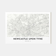 Newcastle upon Tyne Map Landscape Poster