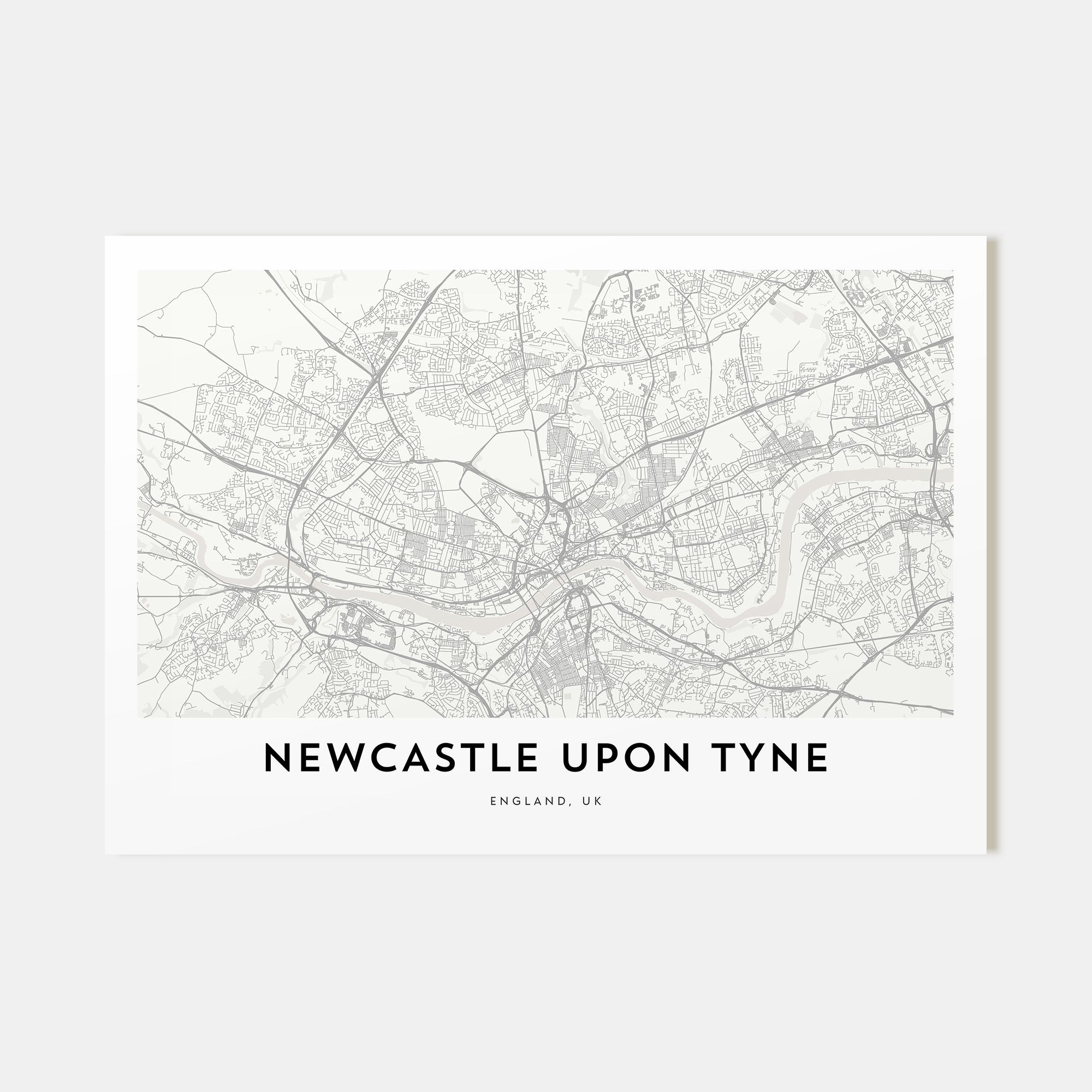 Newcastle upon Tyne Map Landscape Poster