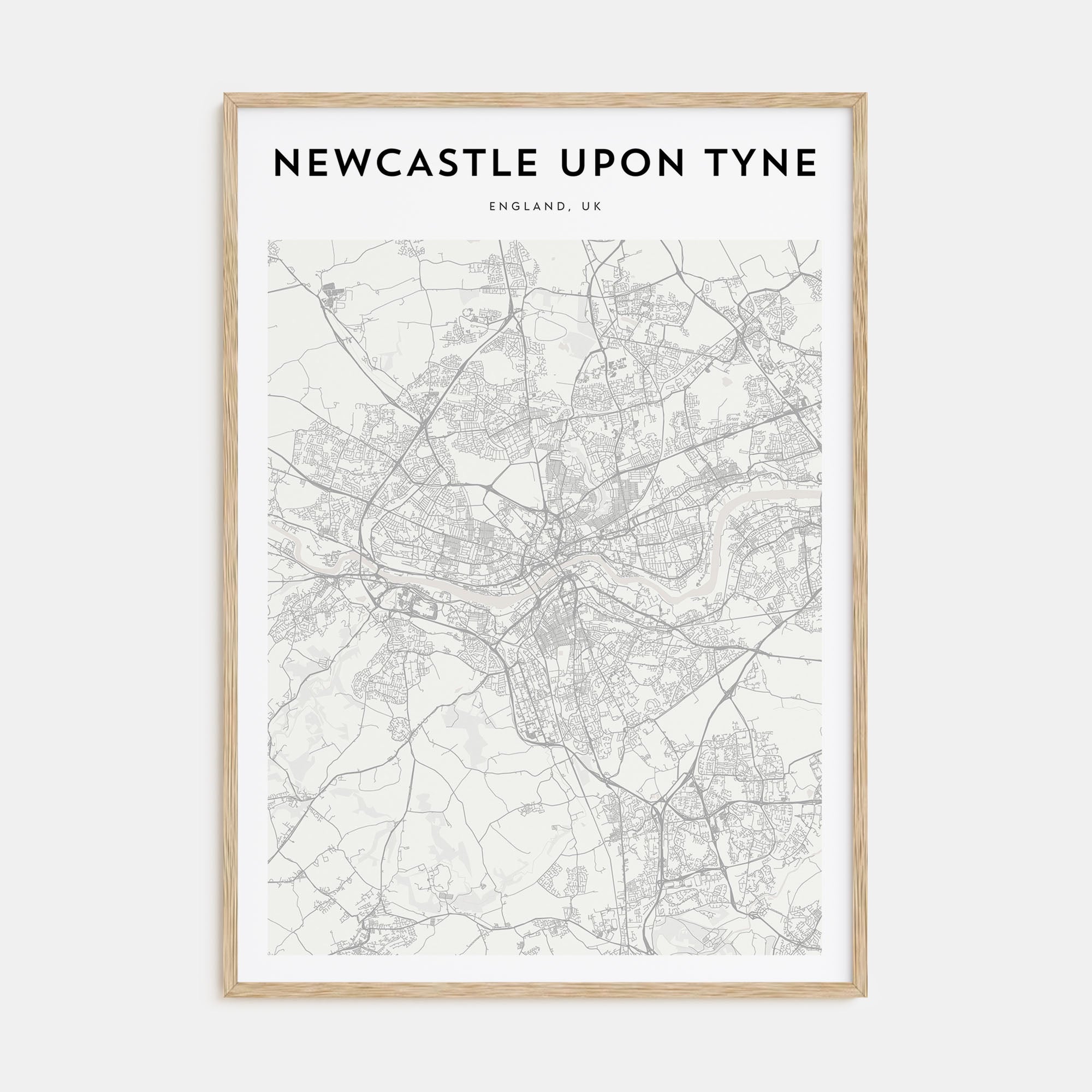 Newcastle upon Tyne Map Portrait Poster