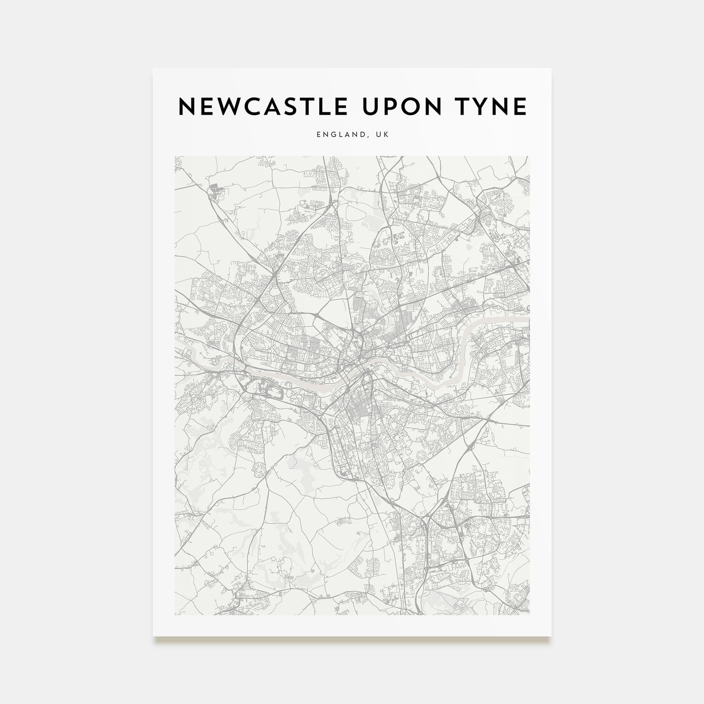 Newcastle upon Tyne Map Portrait Poster