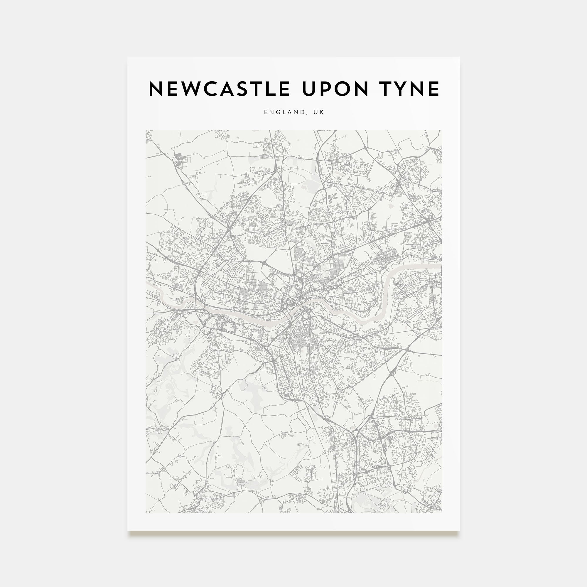 Newcastle upon Tyne Map Portrait Poster