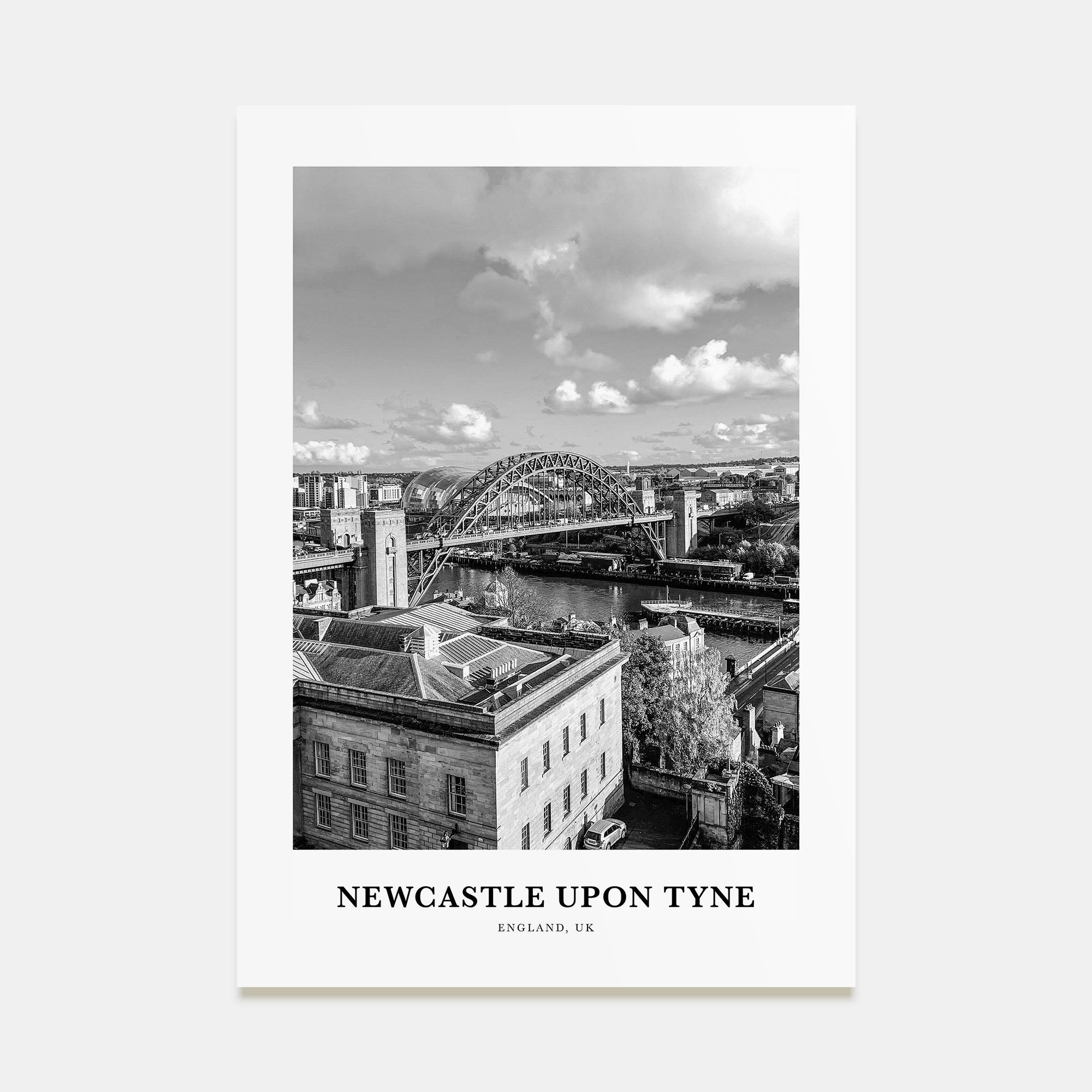 Newcastle upon Tyne Portrait B&W Poster