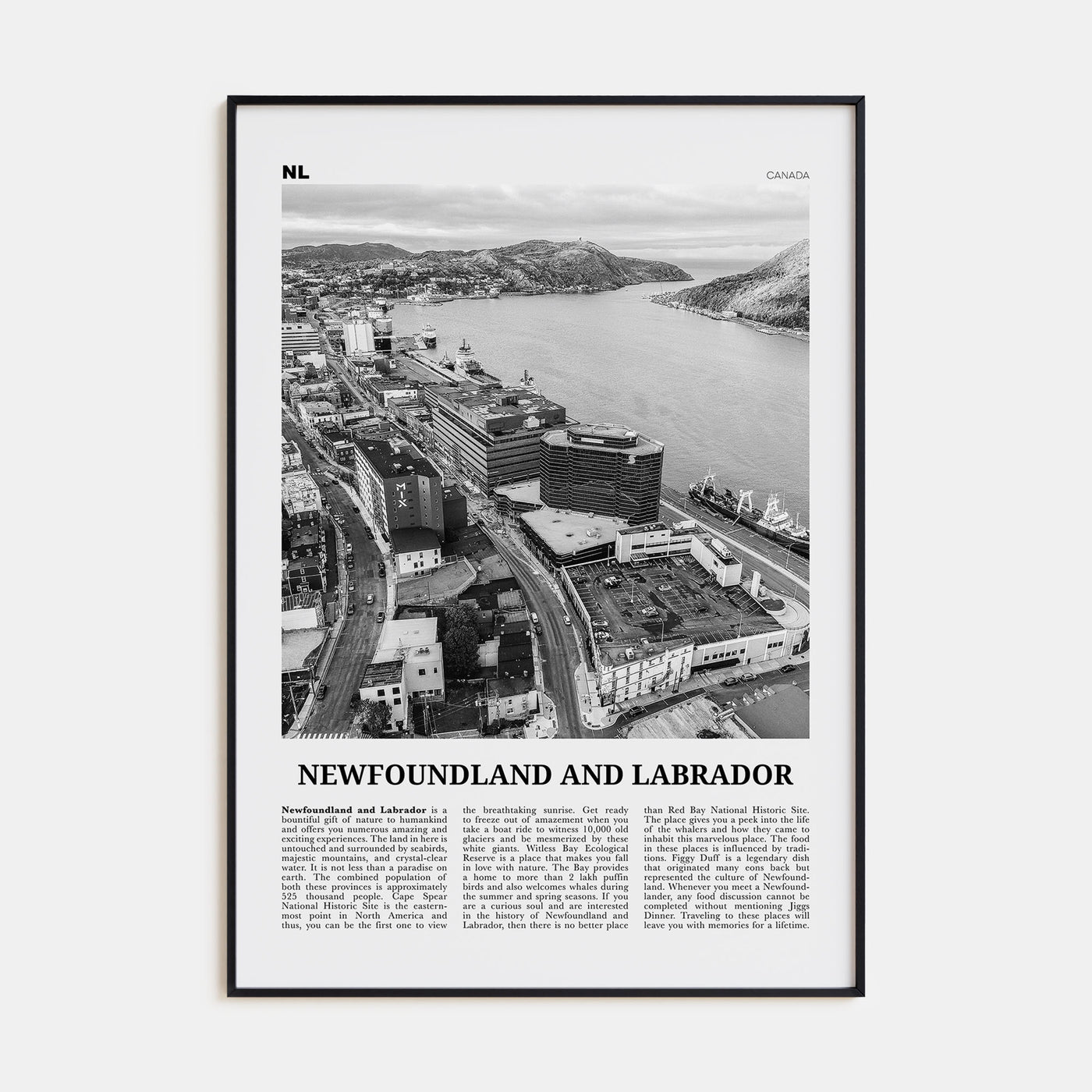 Newfoundland and Labrador Travel B&W Poster