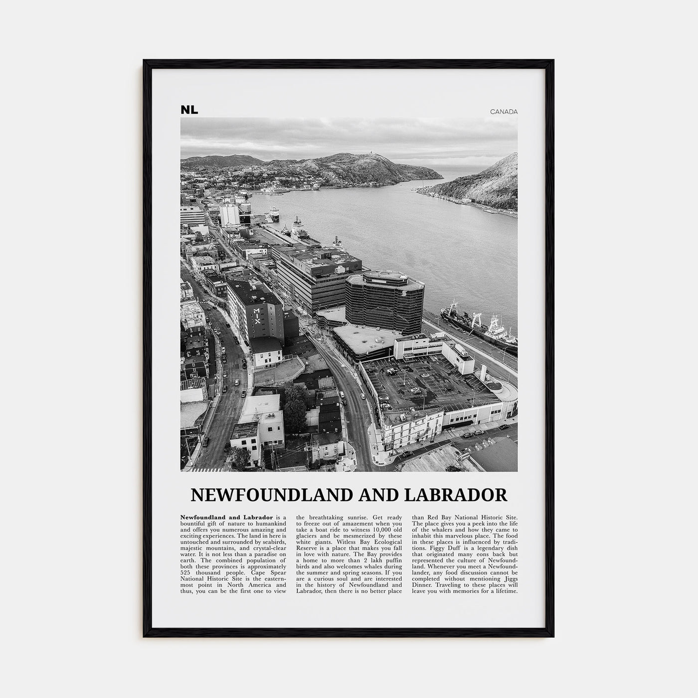 Newfoundland and Labrador Travel B&W Poster