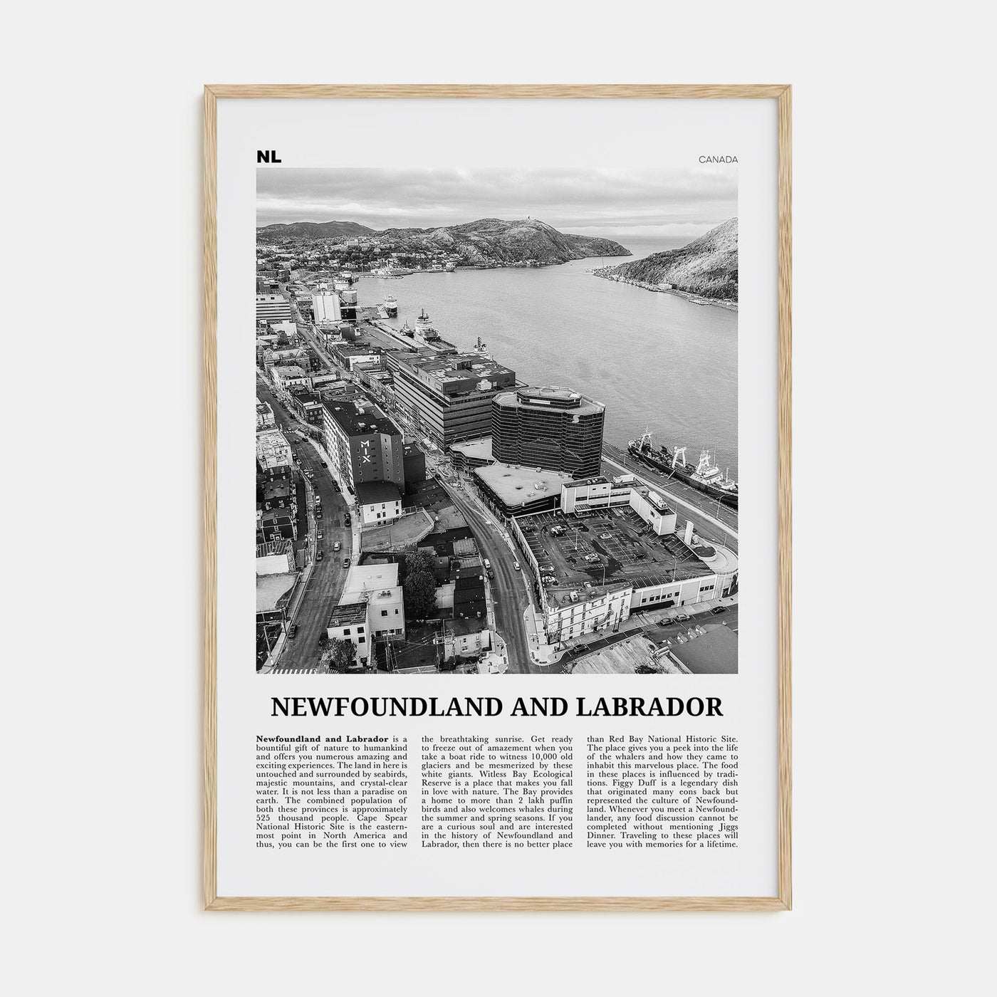 Newfoundland and Labrador Travel B&W Poster