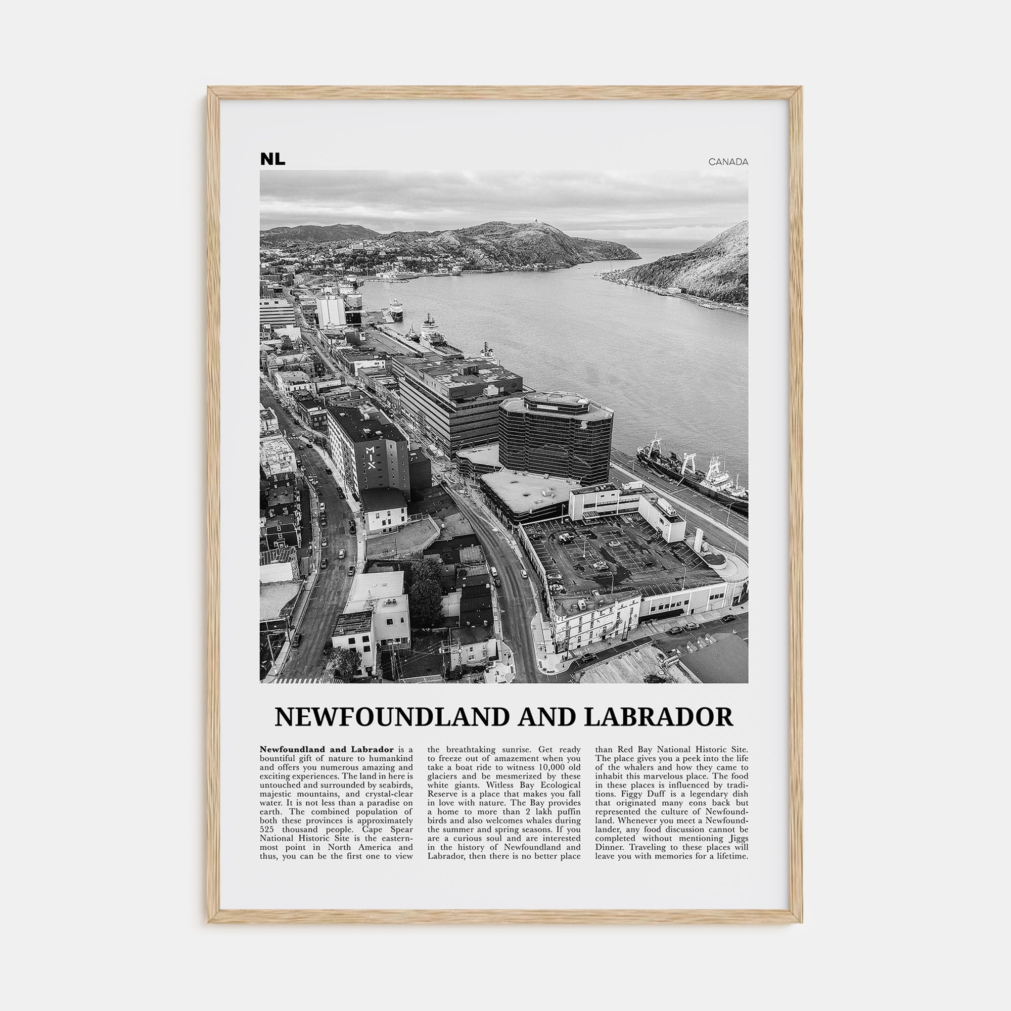 Newfoundland and Labrador Travel B&W Poster