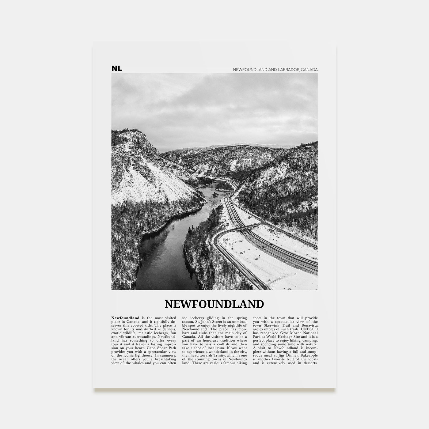 Newfoundland Travel B&W Poster
