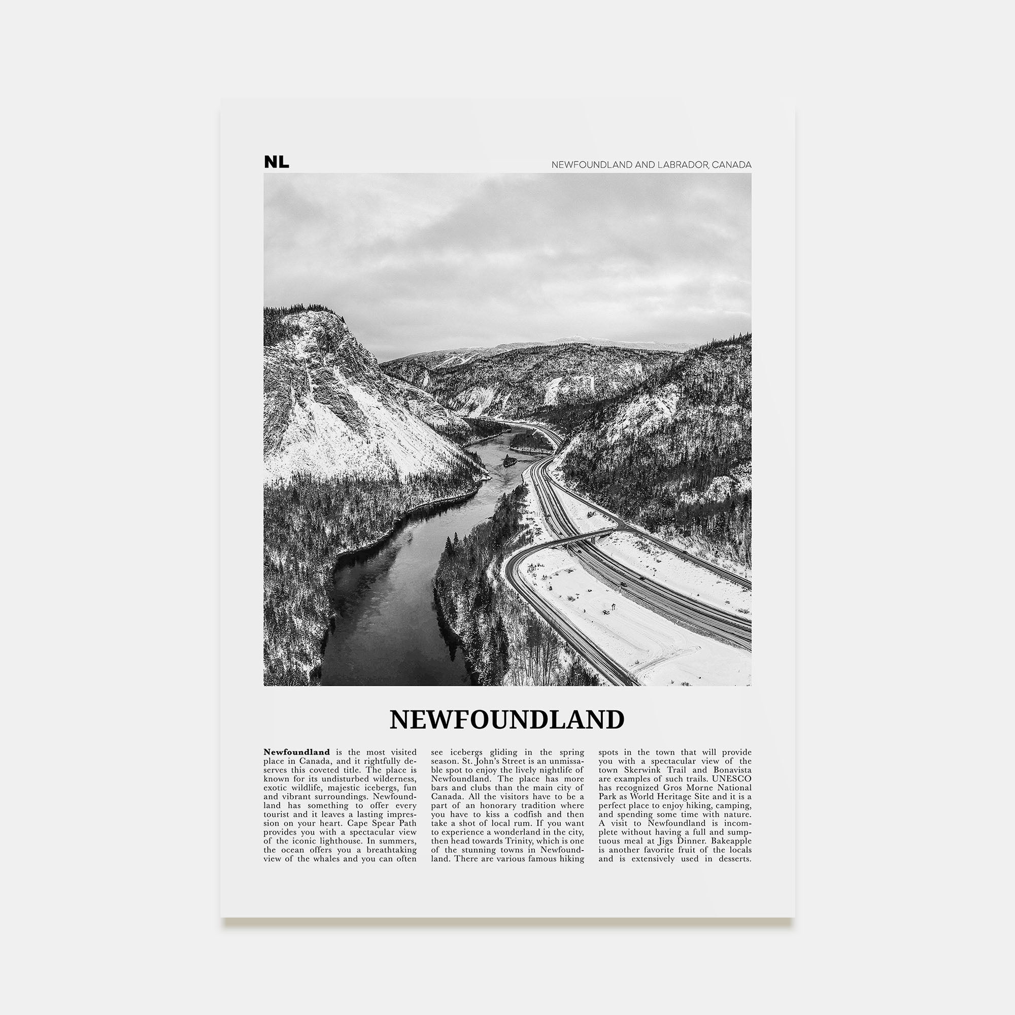 Newfoundland Travel B&W Poster
