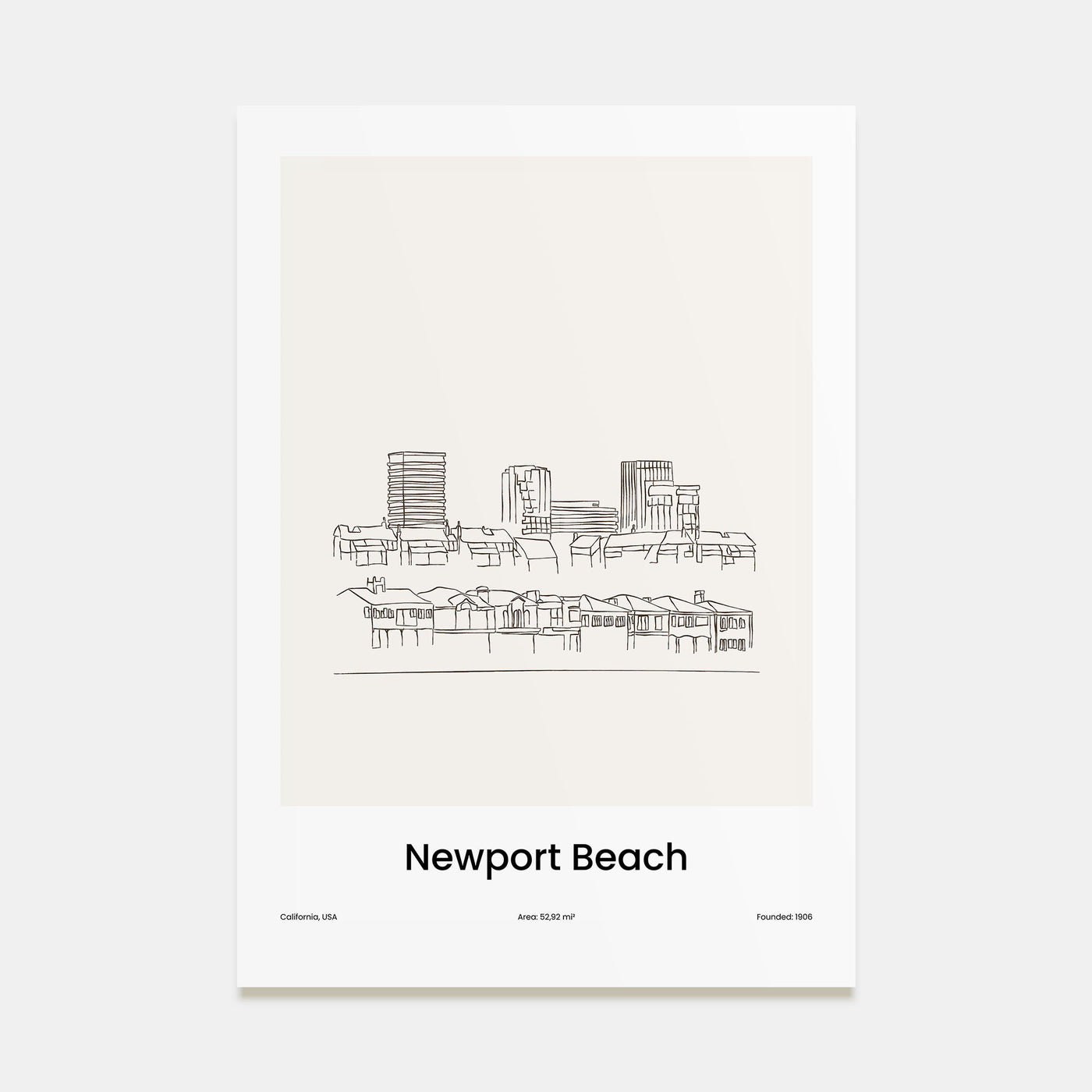 Newport Beach Drawn Poster