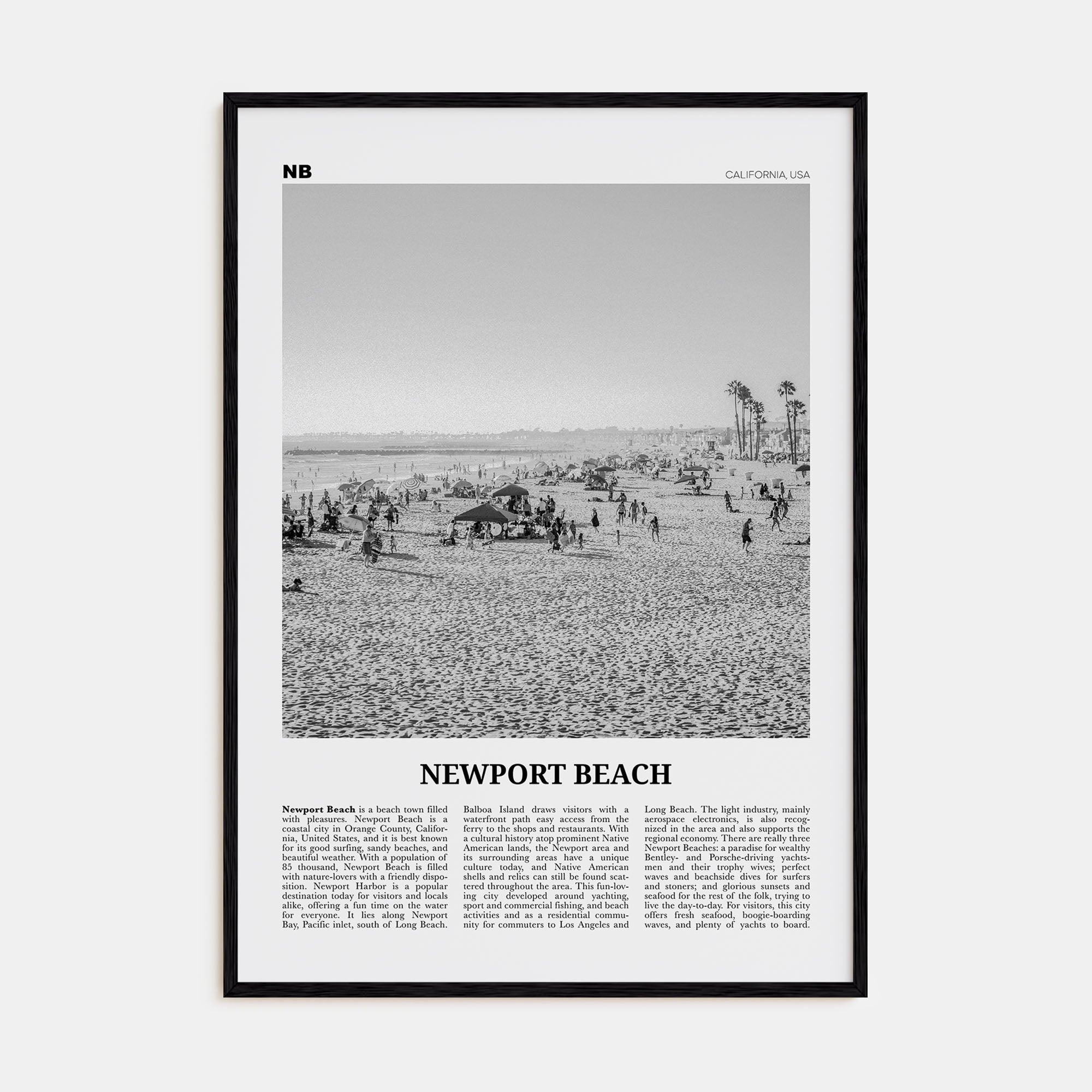 Newport Beach Travel B&W No 1 Poster