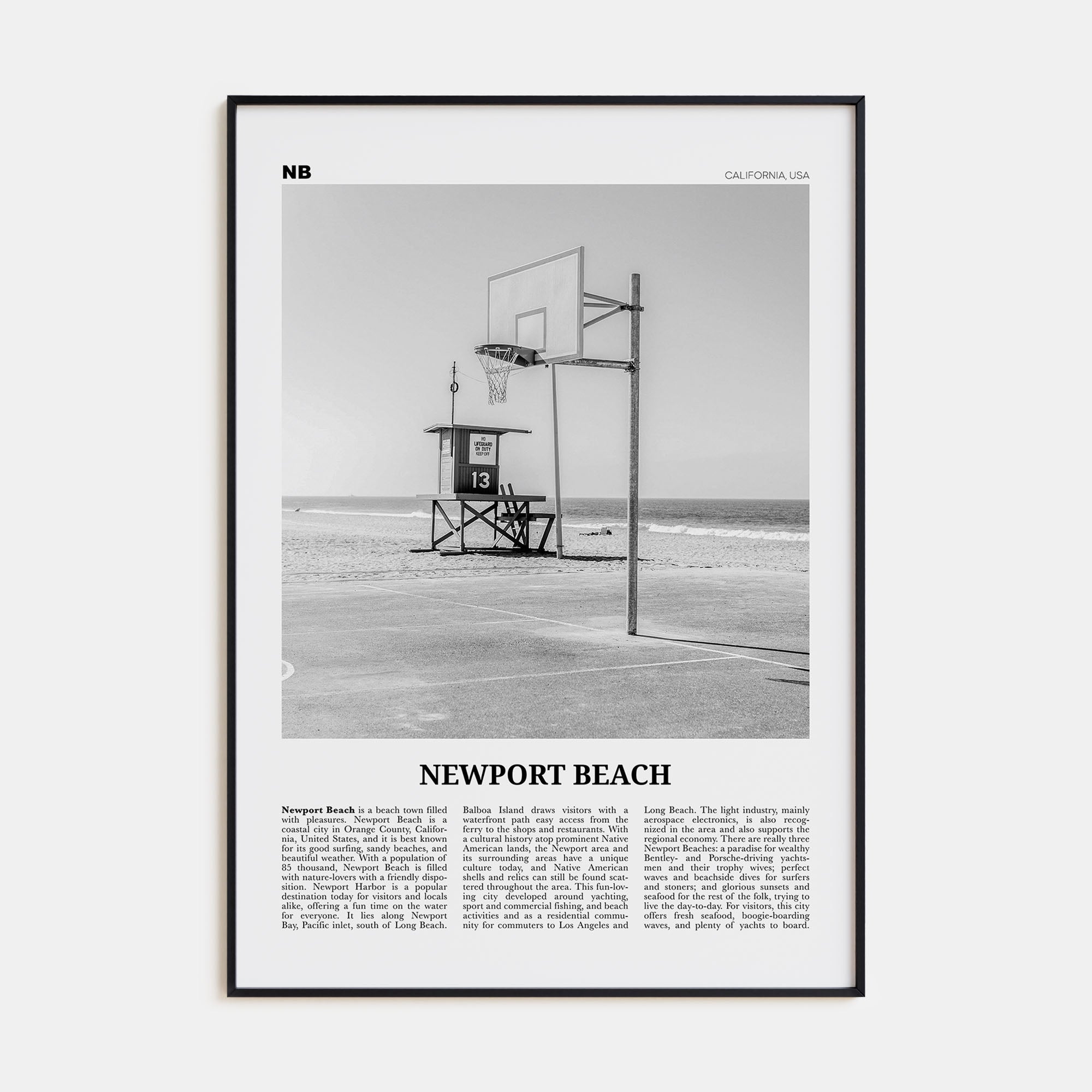 Newport Beach Travel B&W No 2 Poster