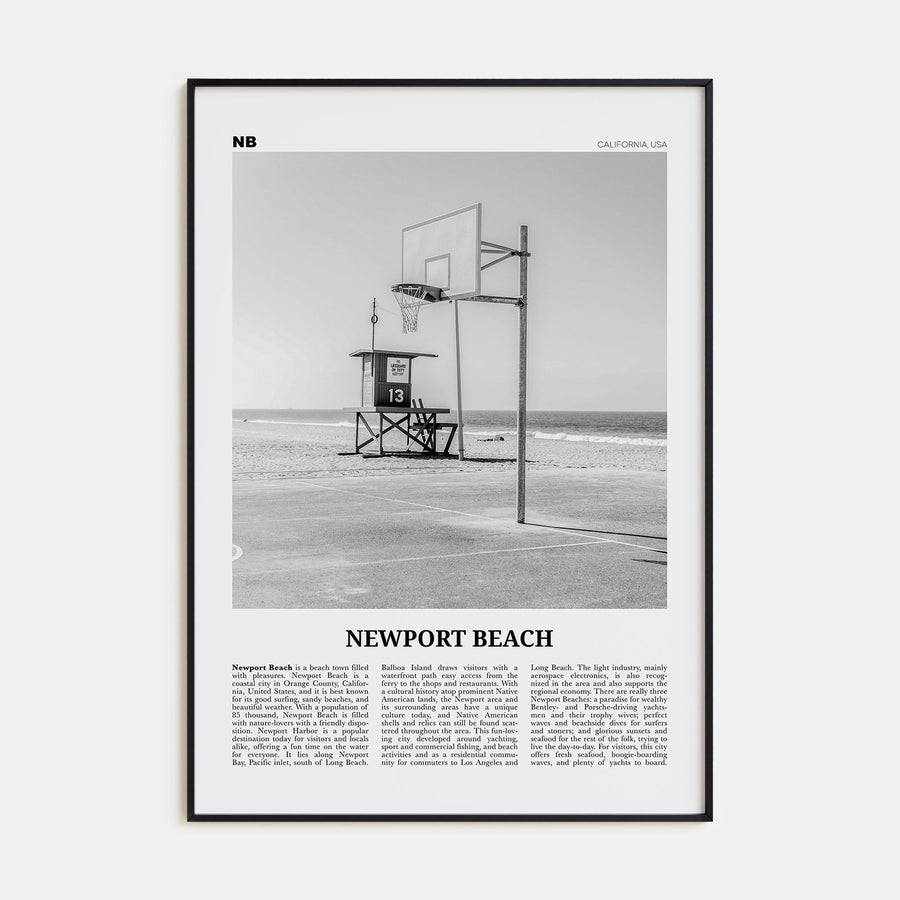 Newport Beach Travel B&W No 2 Poster