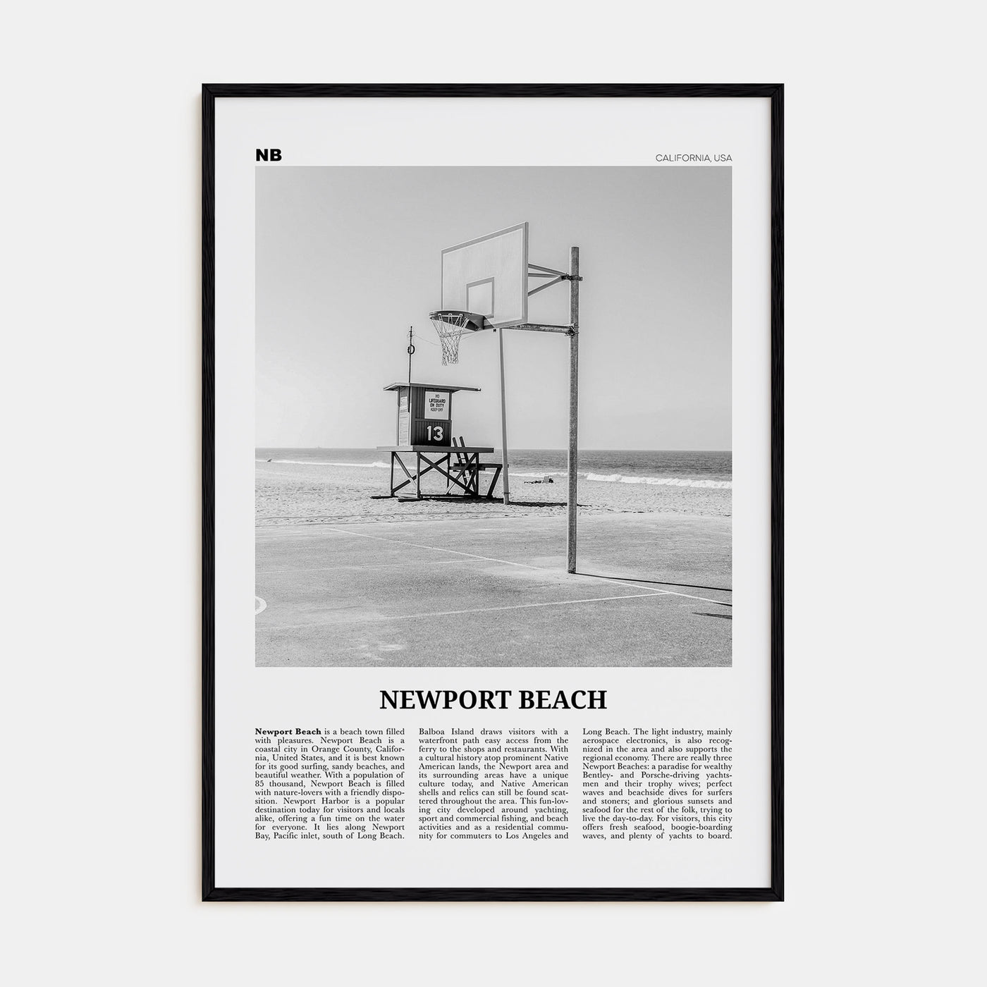 Newport Beach Travel B&W No 2 Poster