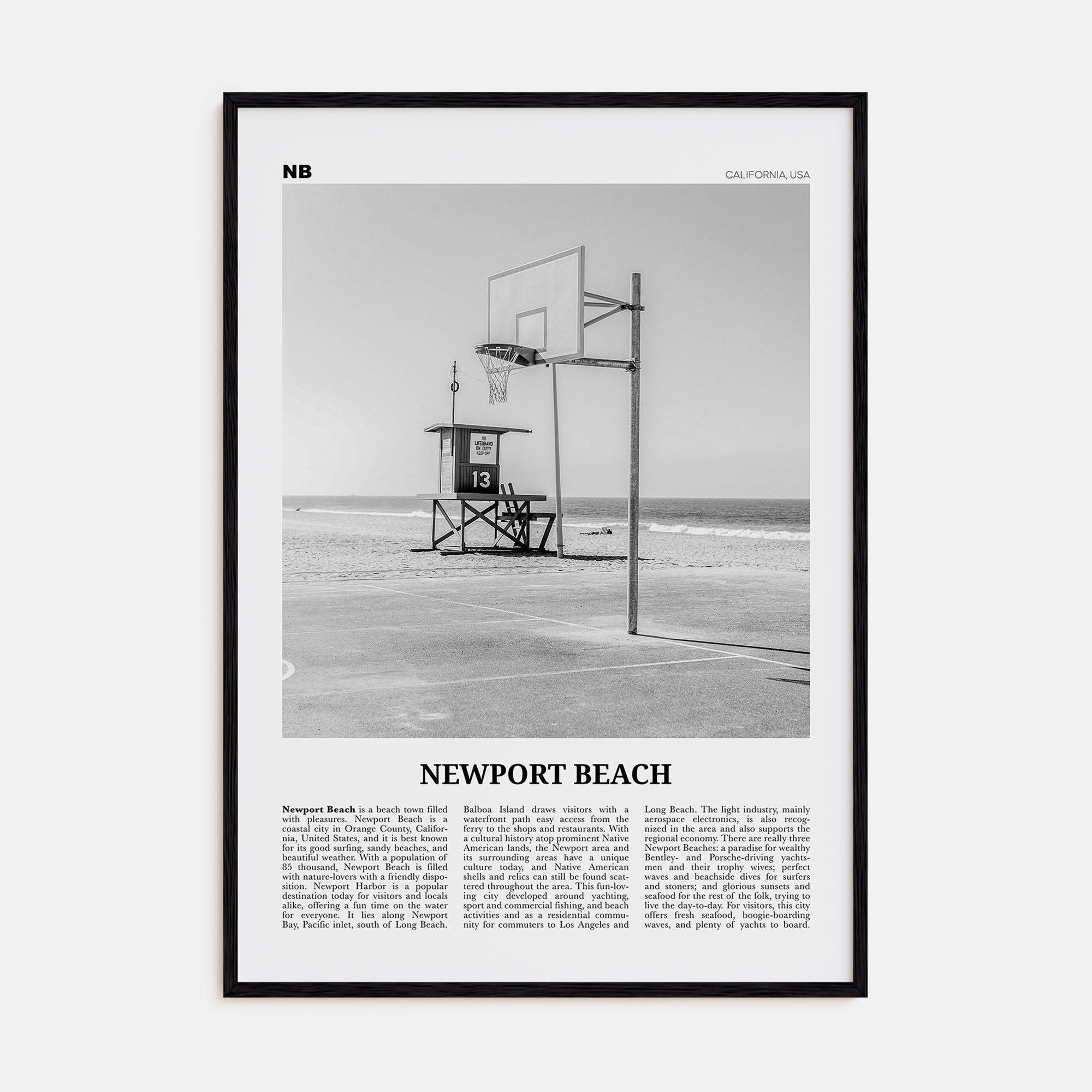 Newport Beach Travel B&W No 2 Poster