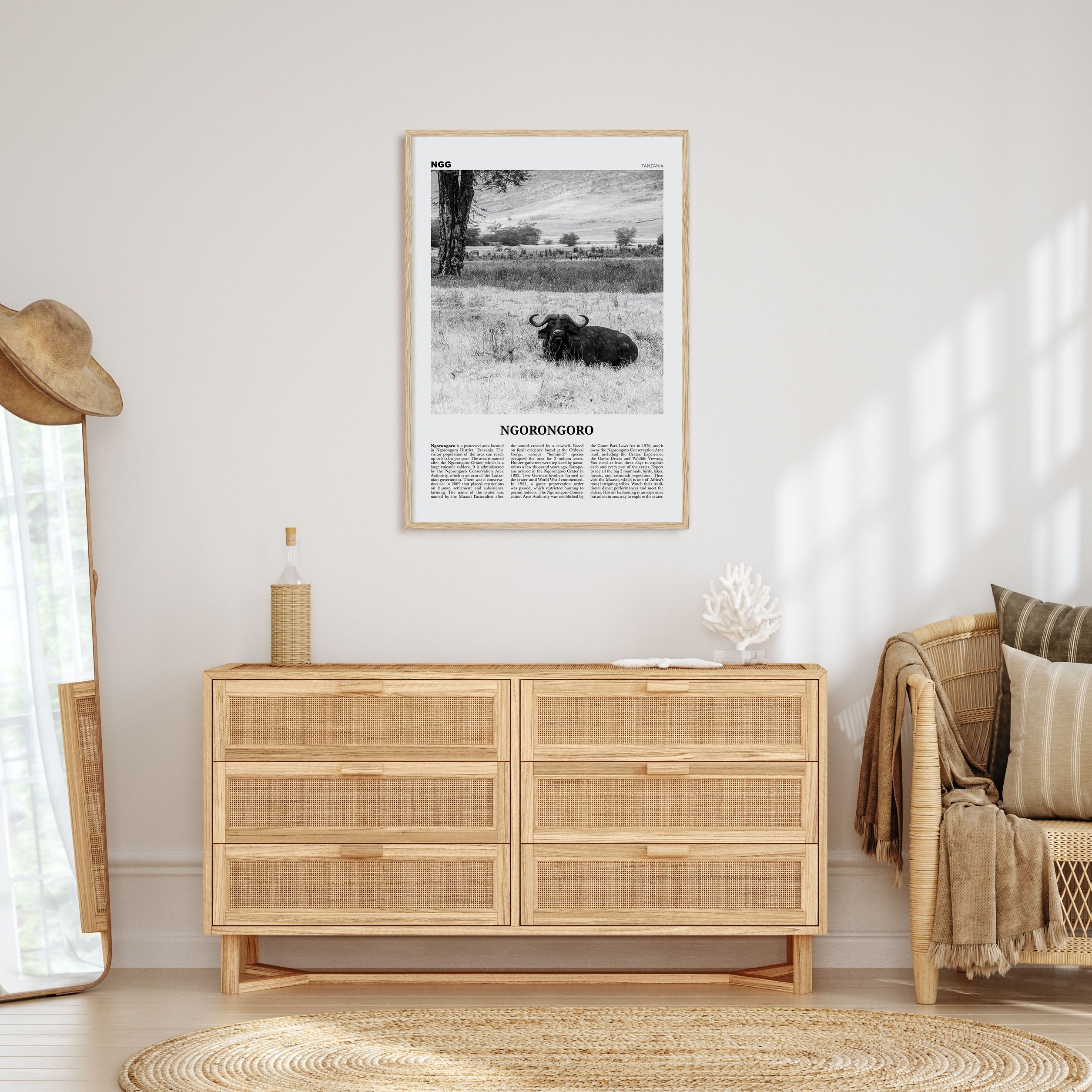 Ngorongoro Travel B&W Poster