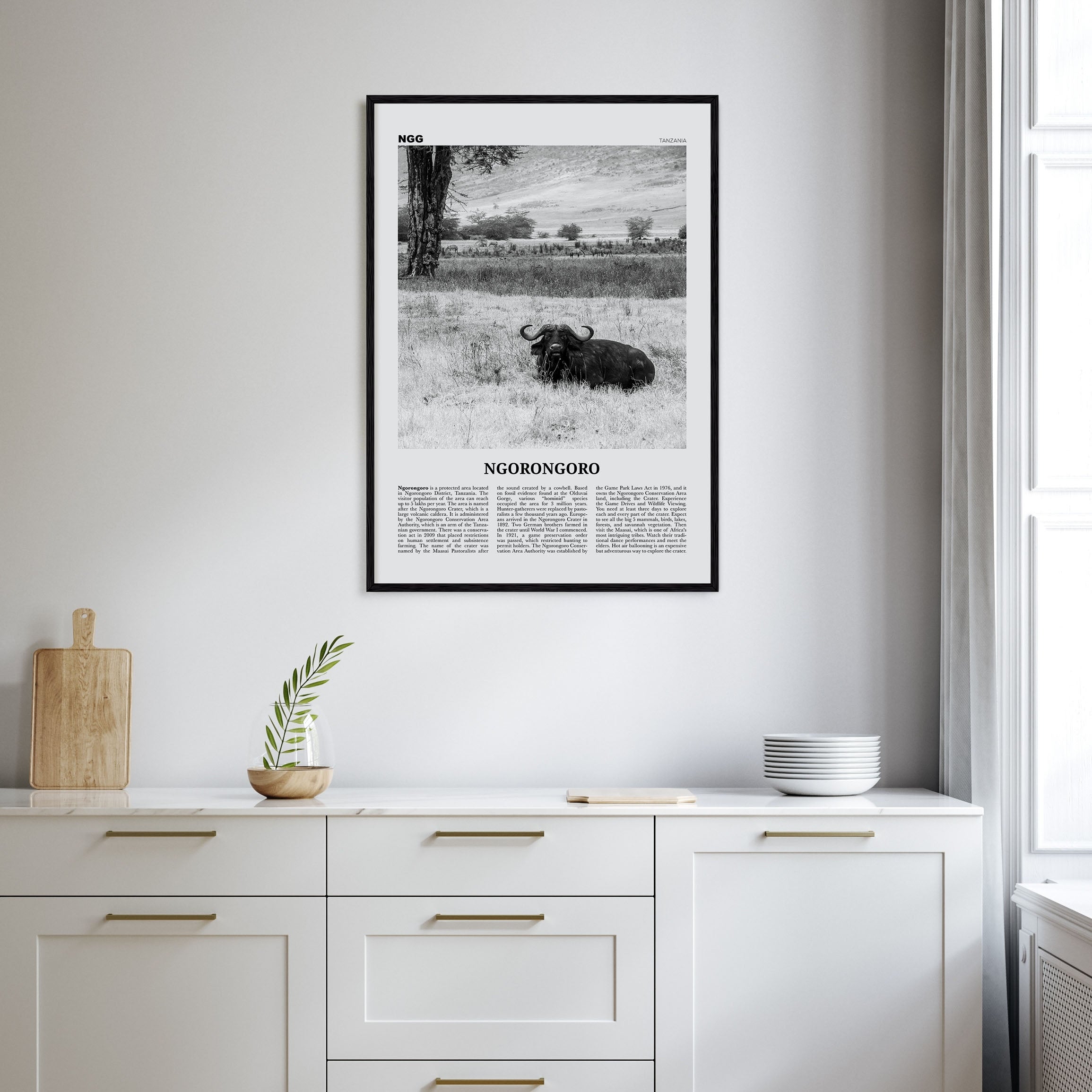 Ngorongoro Travel B&W Poster