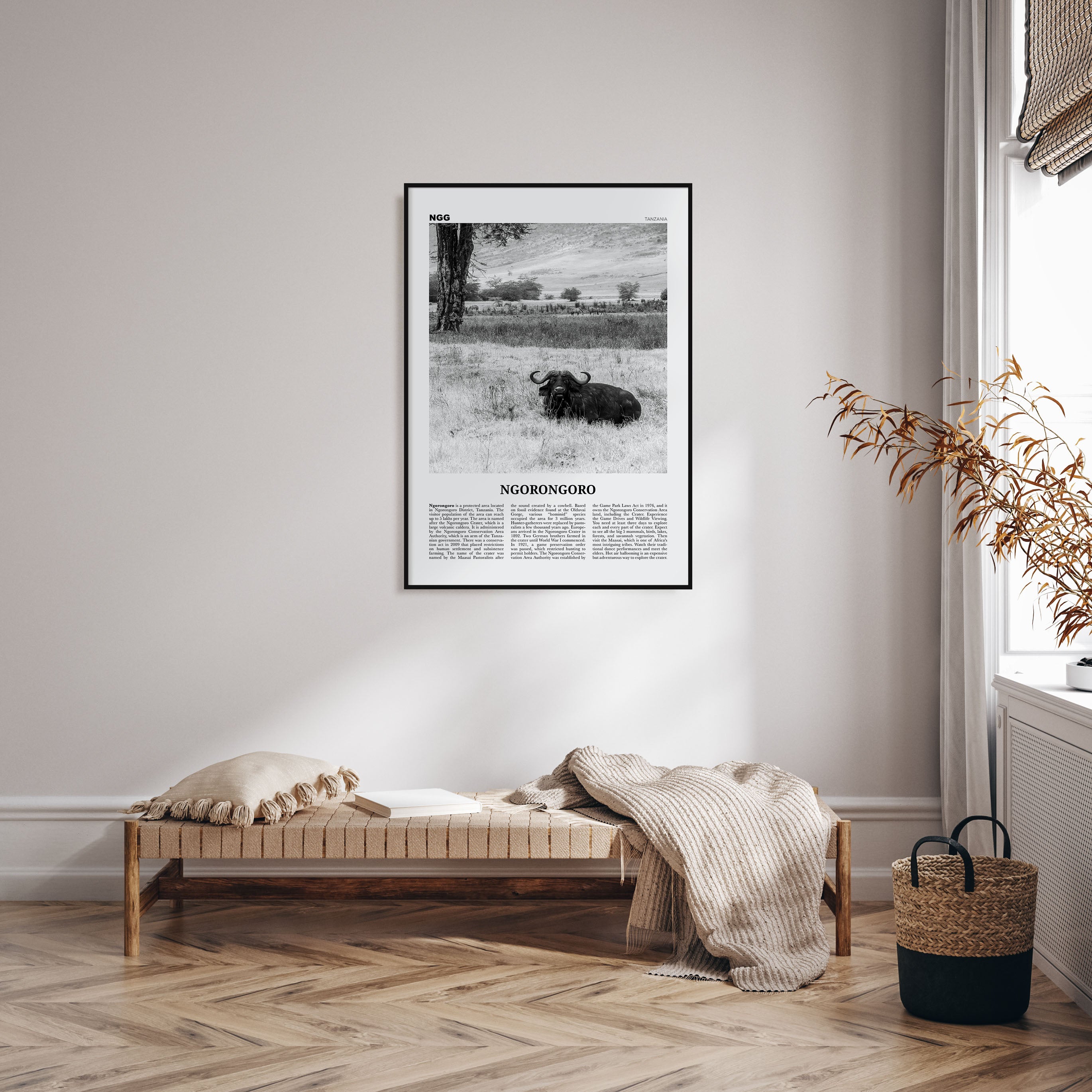 Ngorongoro Travel B&W Poster