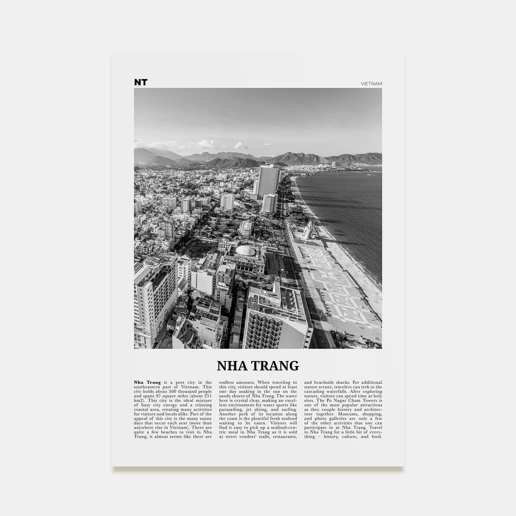 Nha Trang Travel B&W Poster