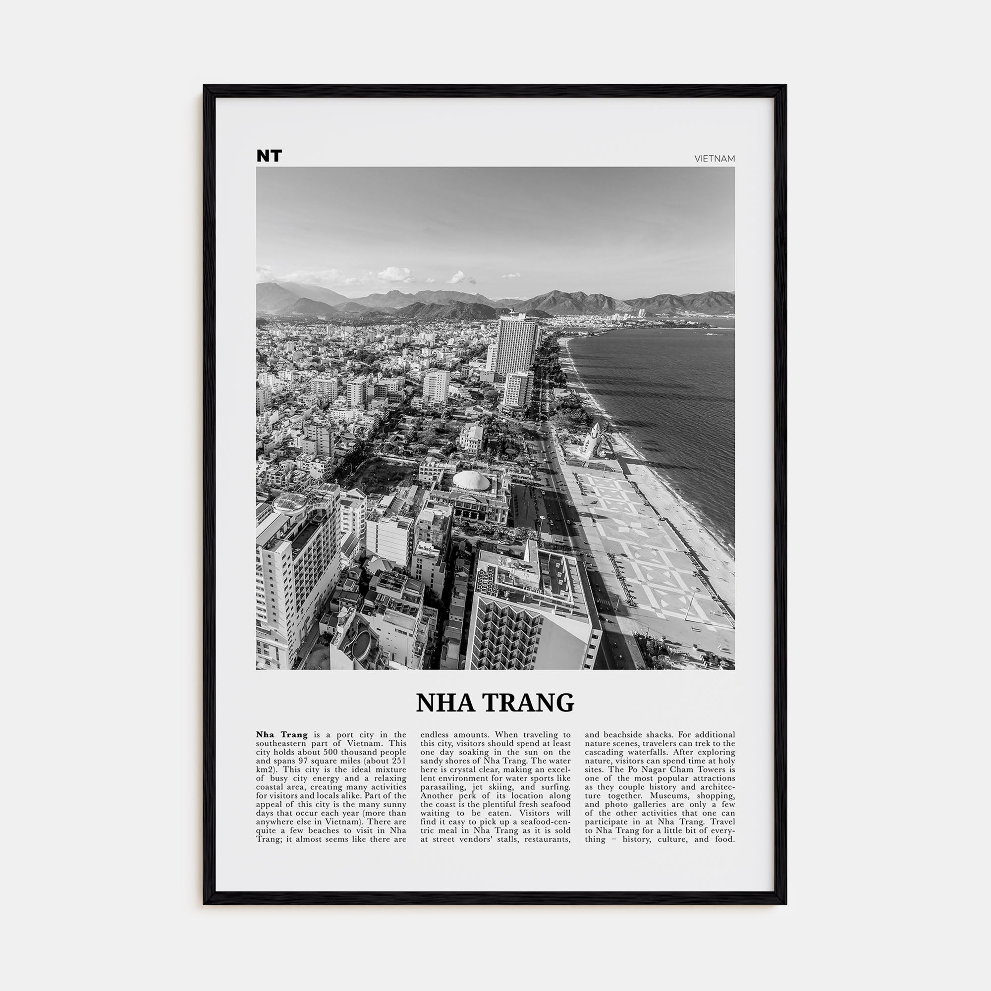 Nha Trang Travel B&W Poster