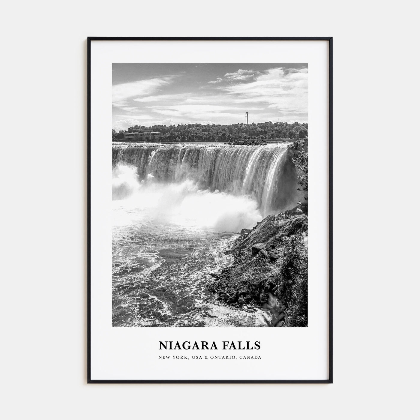 Niagara Falls, North America Portrait B&W Poster