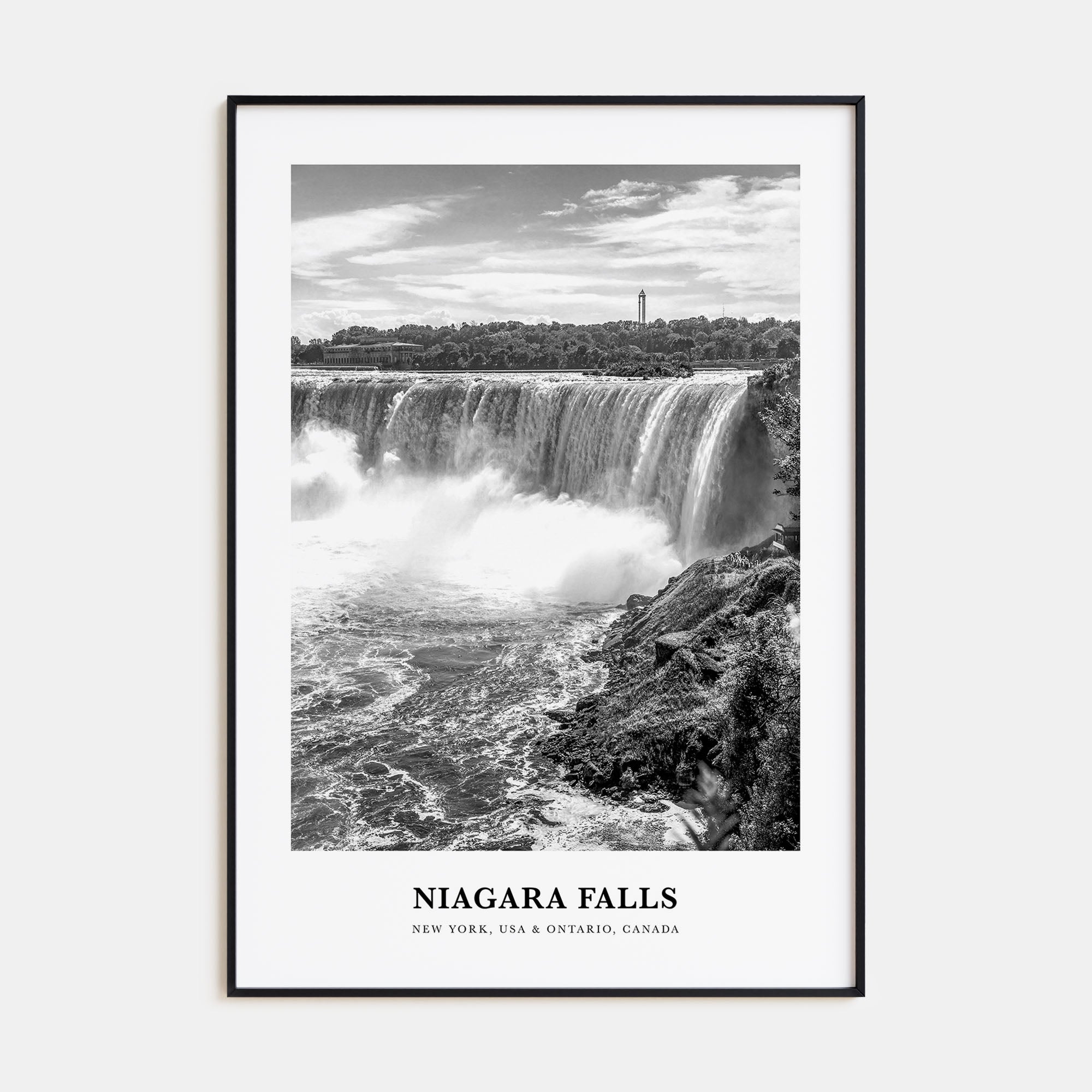 Niagara Falls, North America Portrait B&W Poster