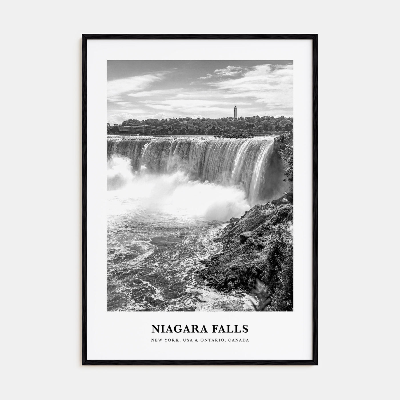 Niagara Falls, North America Portrait B&W Poster