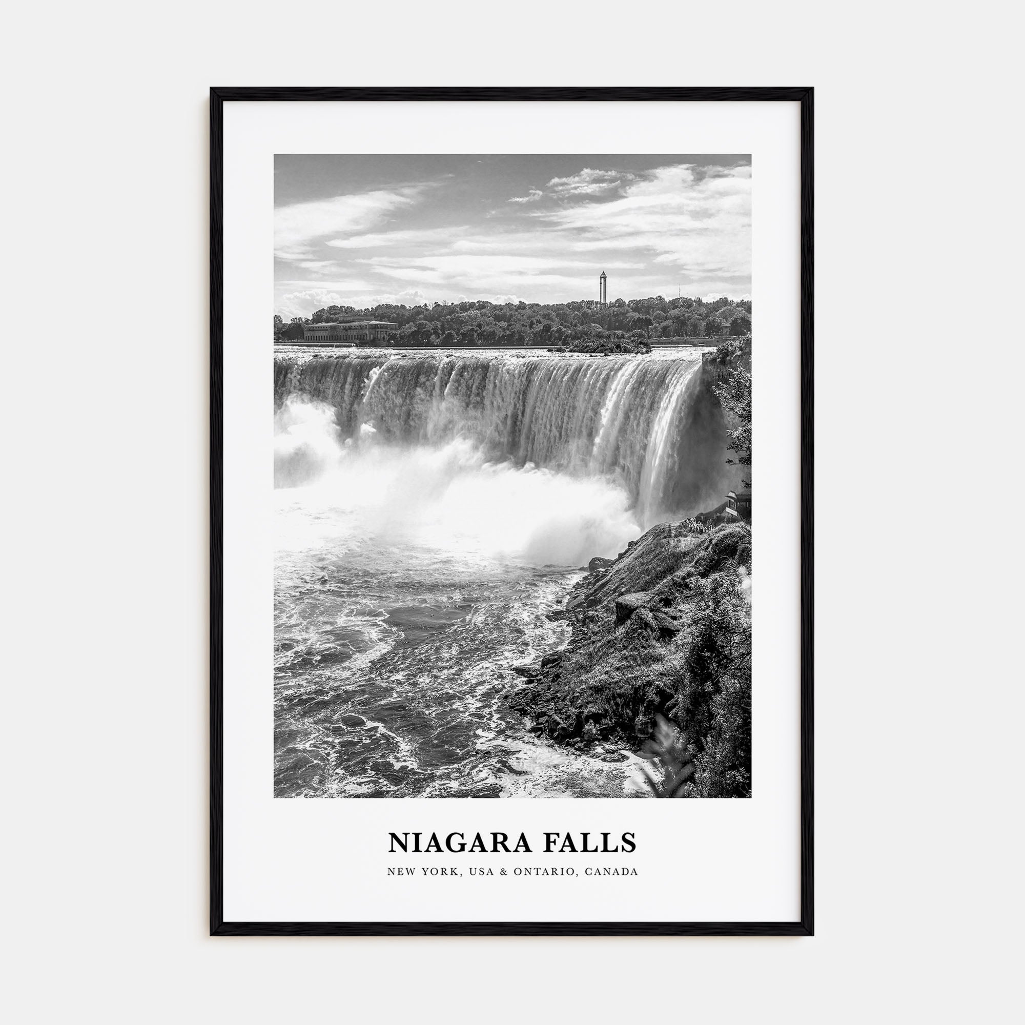 Niagara Falls, North America Portrait B&W Poster