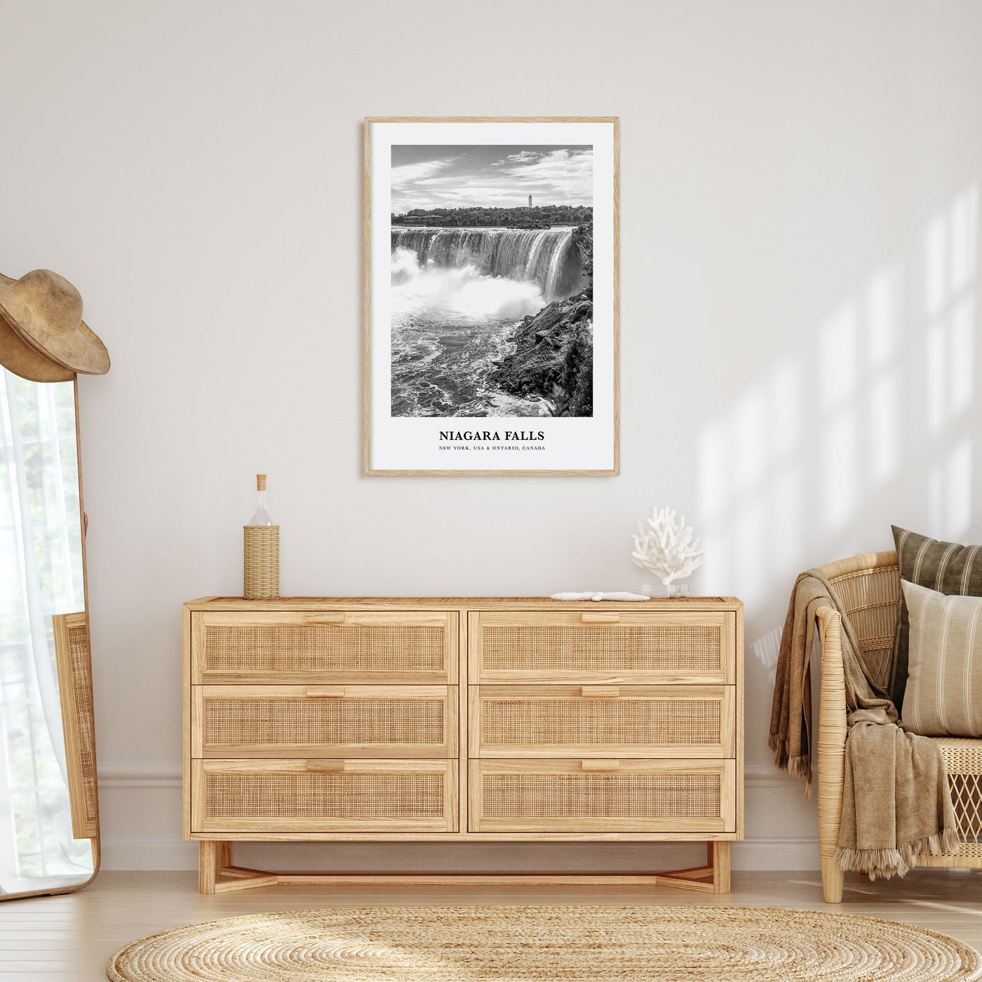 Niagara Falls, North America Portrait B&W Poster