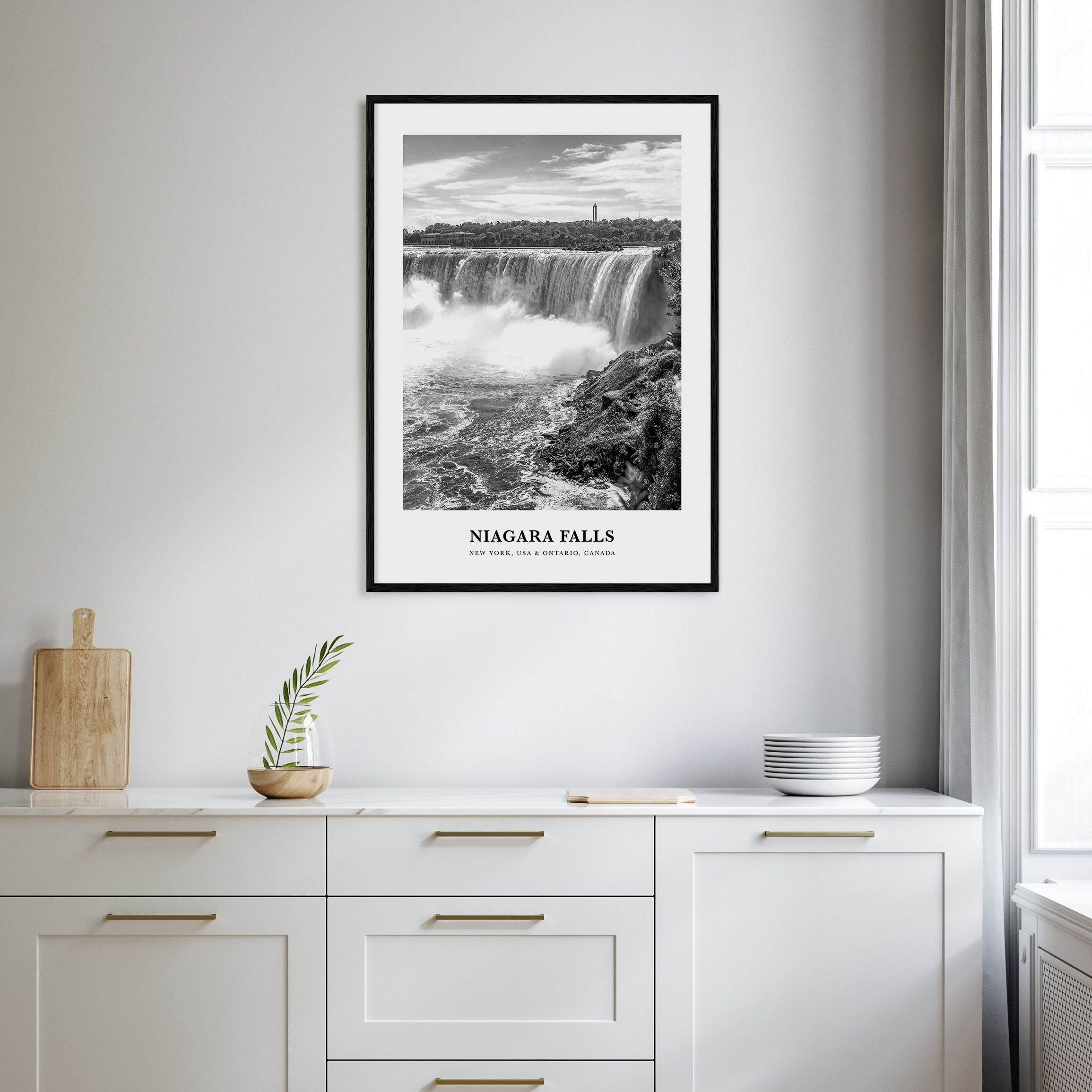Niagara Falls, North America Portrait B&W Poster