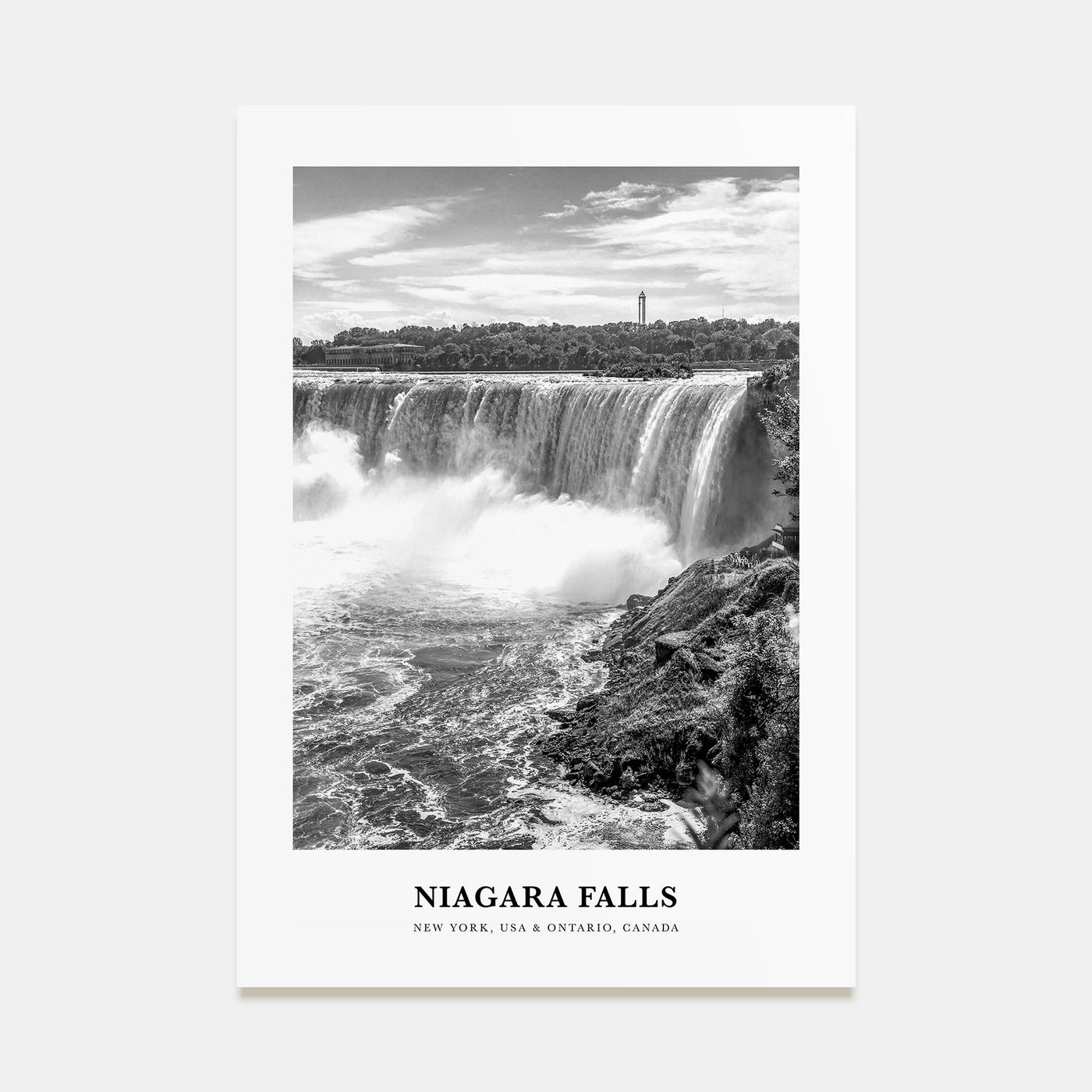Niagara Falls, North America Portrait B&W Poster