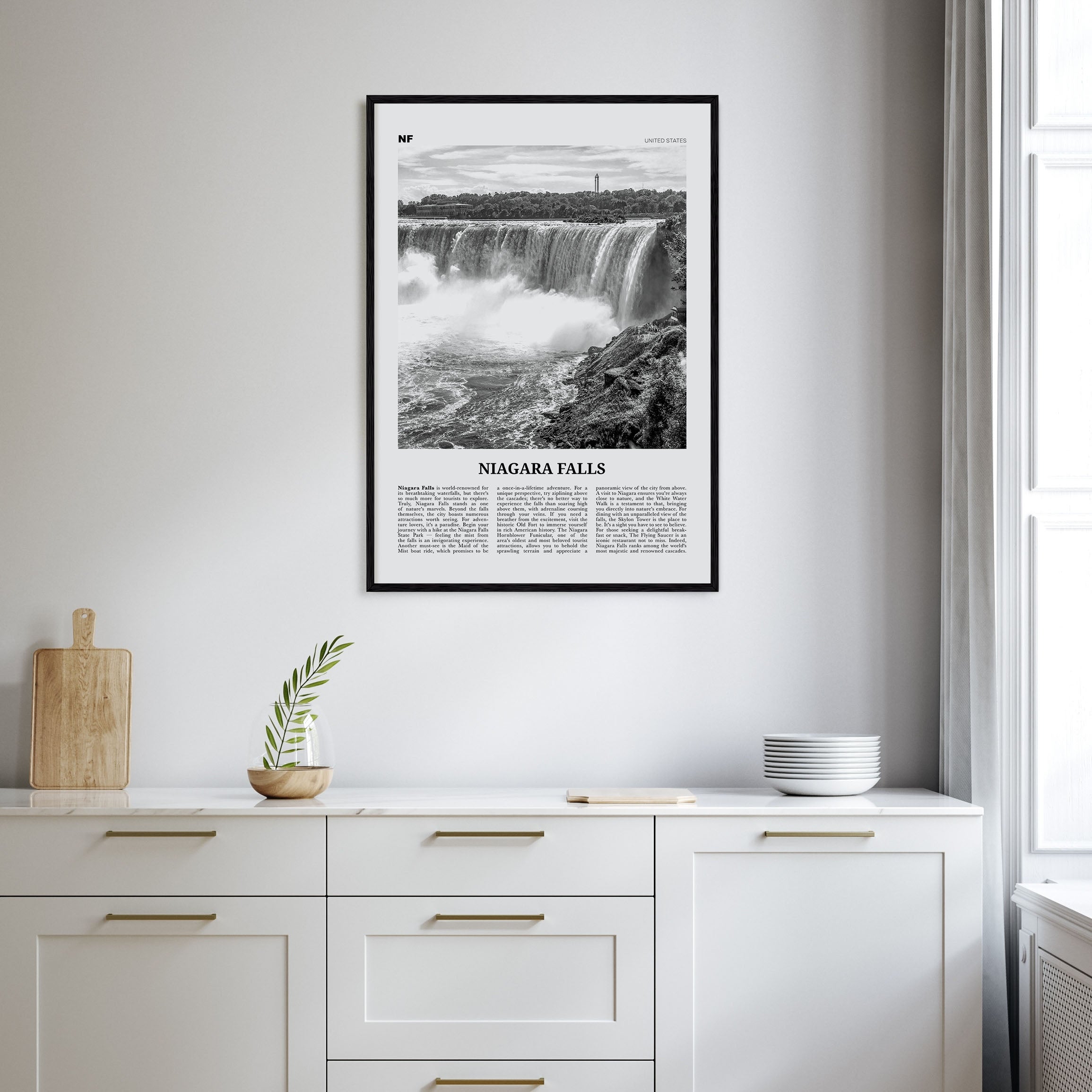 Niagara Falls, United States Travel B&W Poster