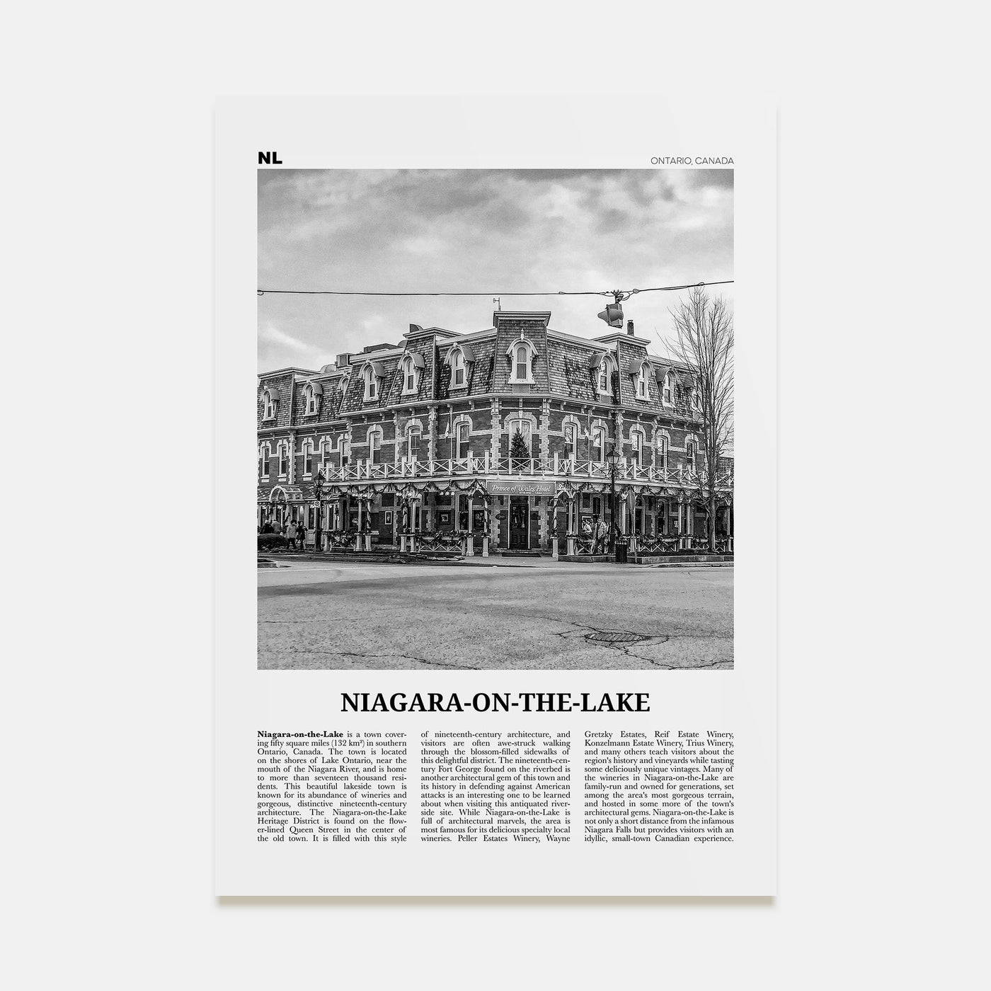 Niagara-on-the-Lake Travel B&W Poster