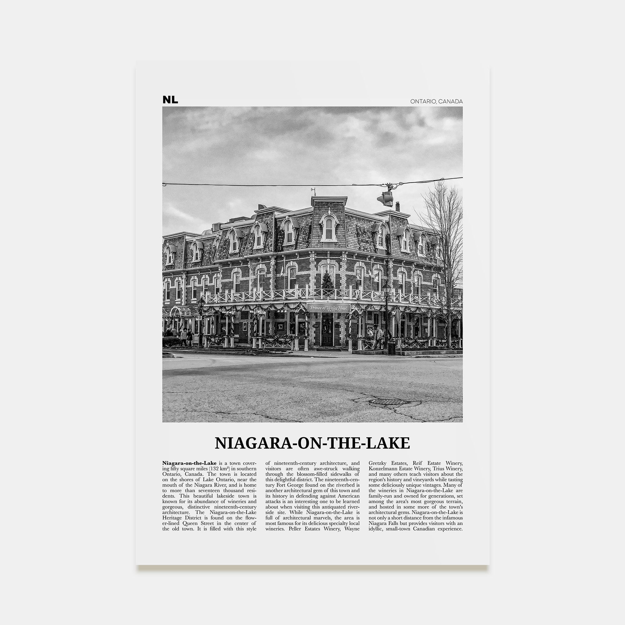 Niagara-on-the-Lake Travel B&W Poster