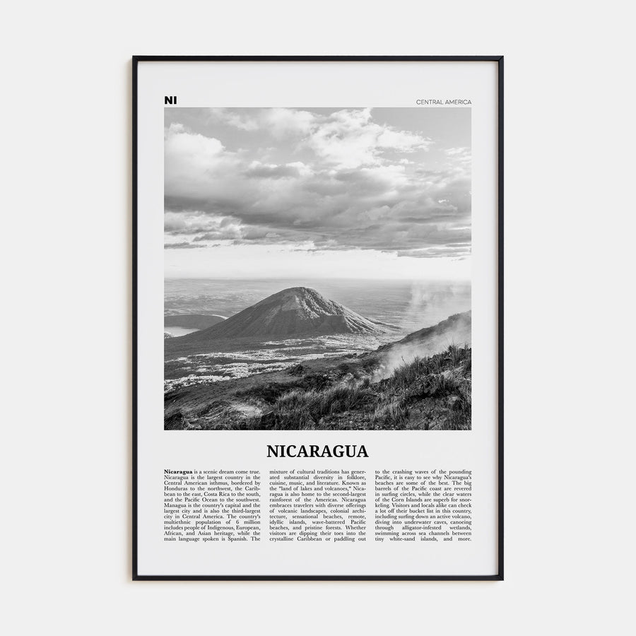 Nicaragua Travel B&W Poster