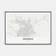 Nicosia Map Landscape Poster