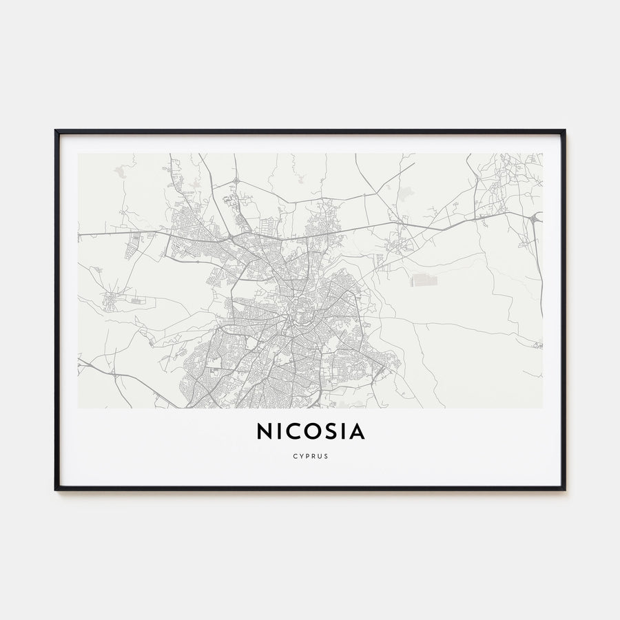 Nicosia Map Landscape Poster